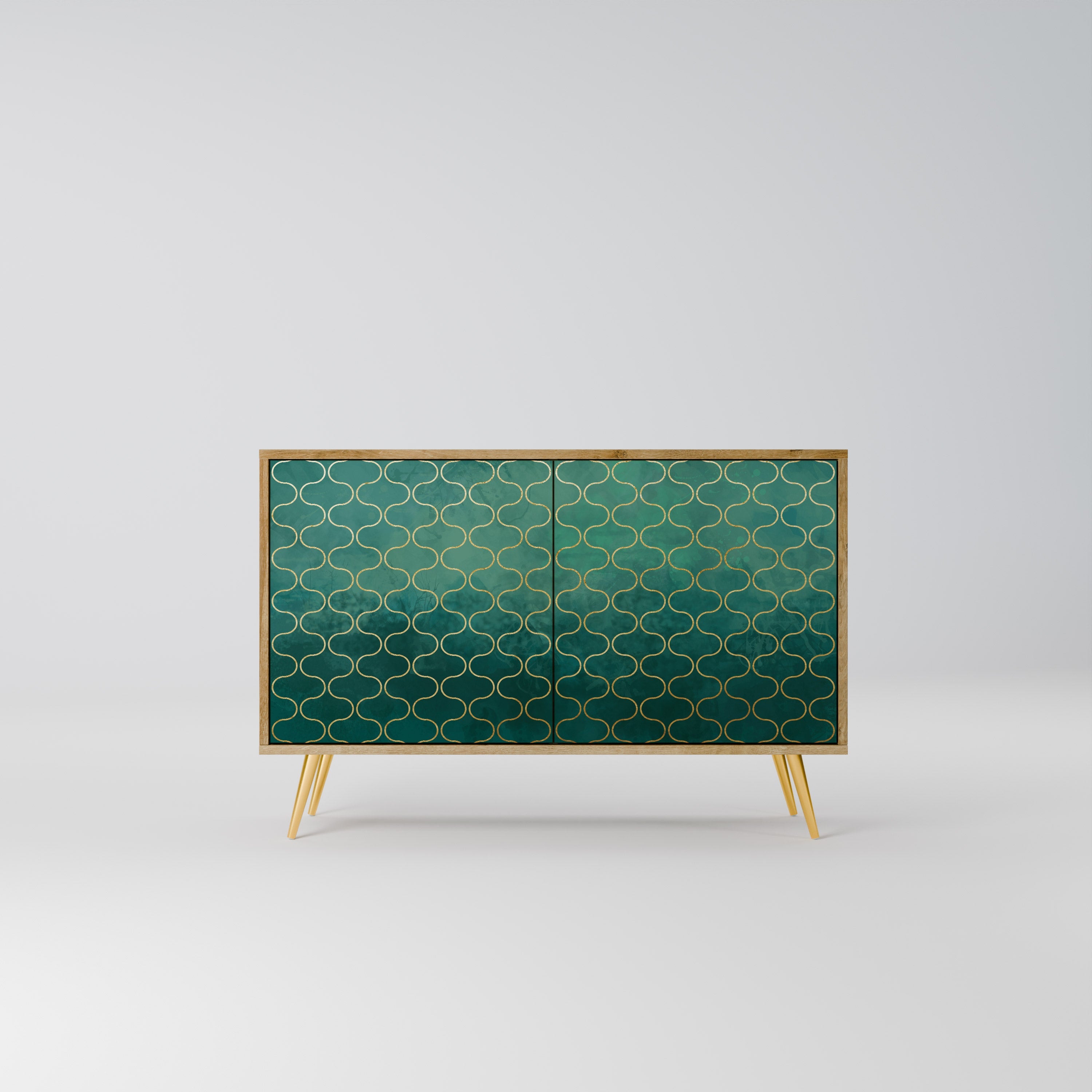 TESSELATED GREENERY Sideboard mit 2 Türen in Eichenoptik