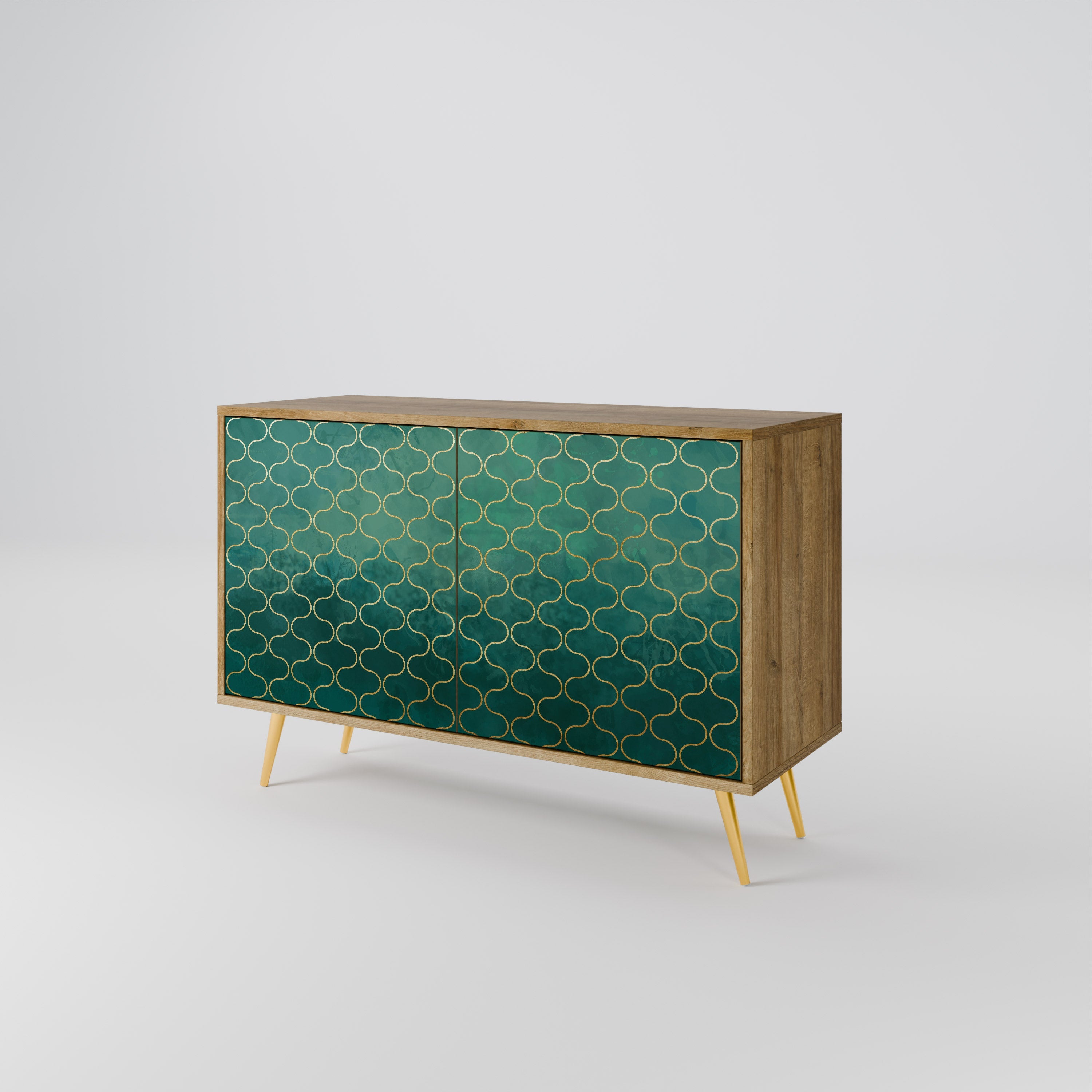 TESSELATED GREENERY Sideboard mit 2 Türen in Eichenoptik