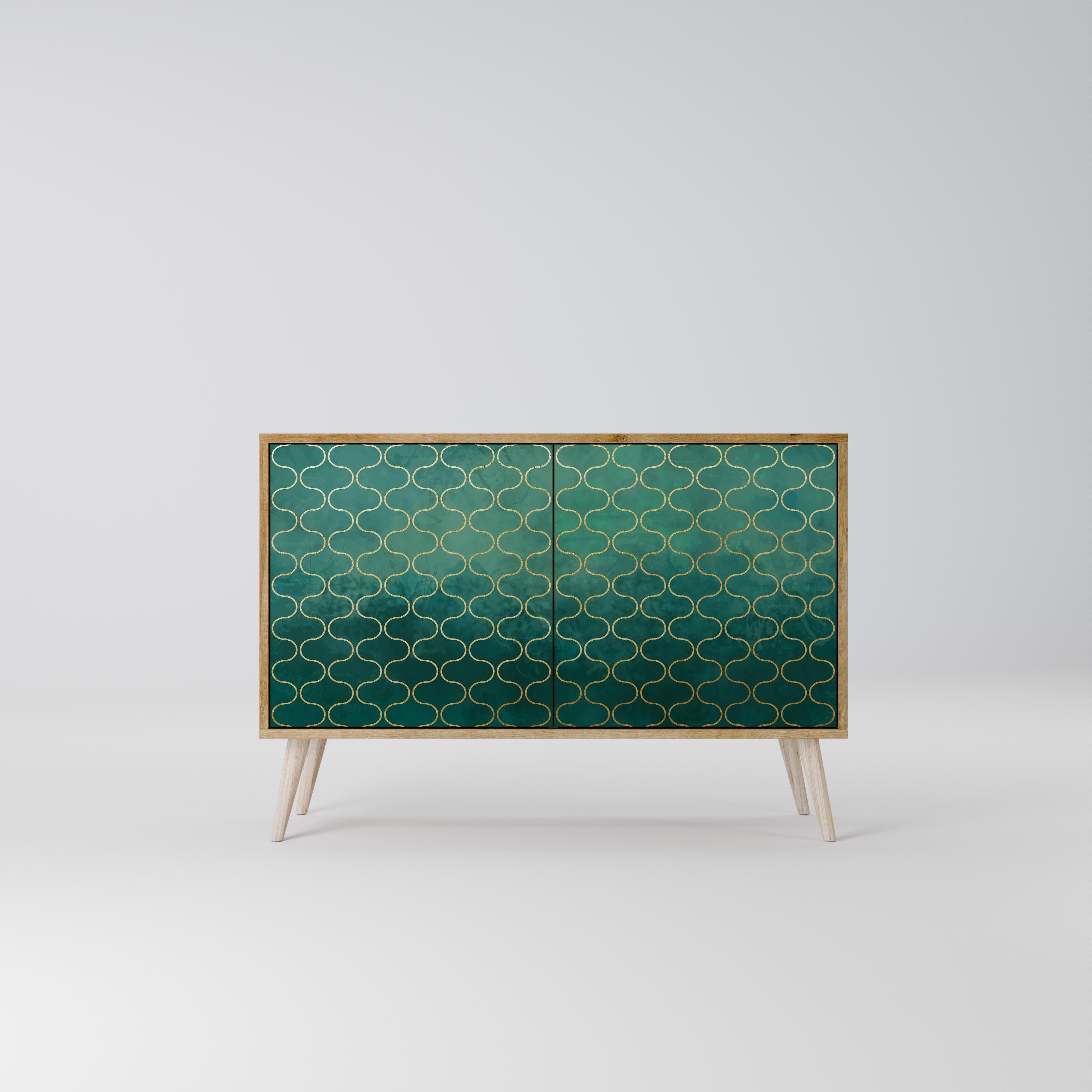 TESSELATED GREENERY Sideboard mit 2 Türen in Eichenoptik