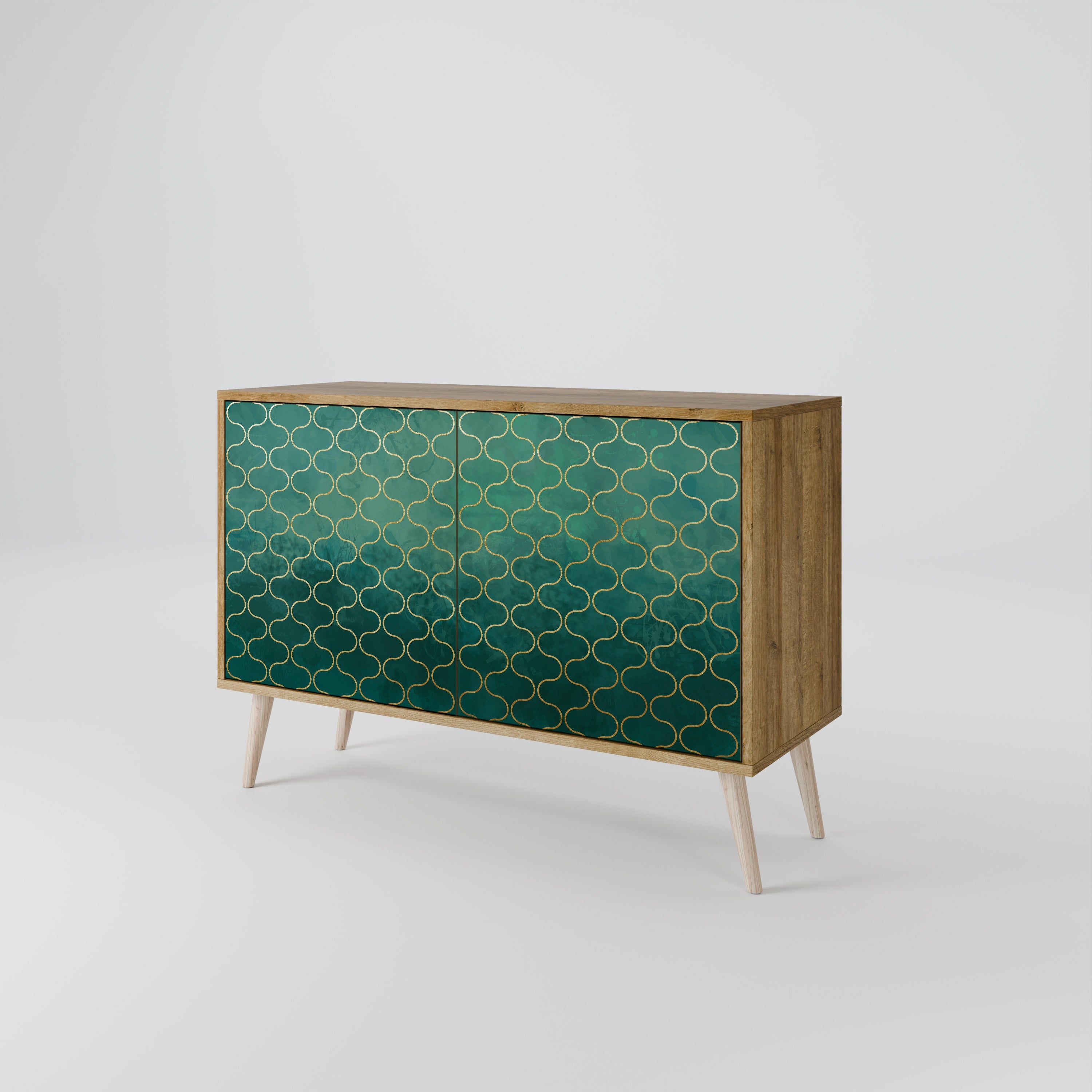 TESSELATED GREENERY Sideboard mit 2 Türen in Eichenoptik