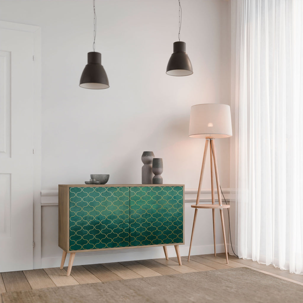 TESSELATED GREENERY Sideboard mit 2 Türen in Eichenoptik
