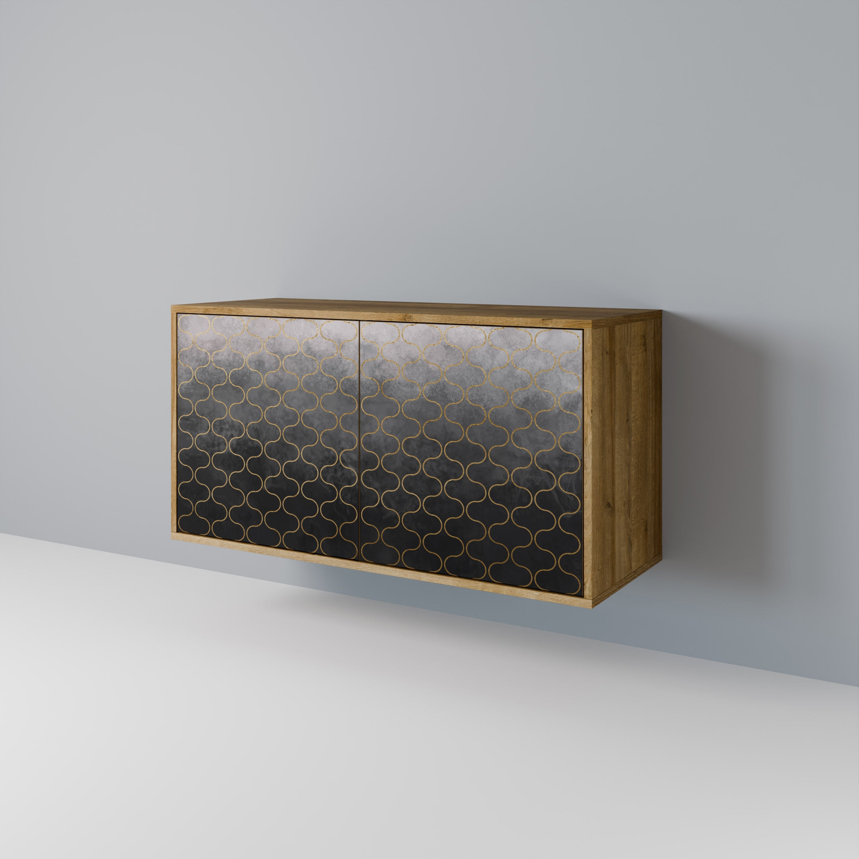 TESSELATED GRAYISH Sideboard mit 2 Türen in Eichenoptik