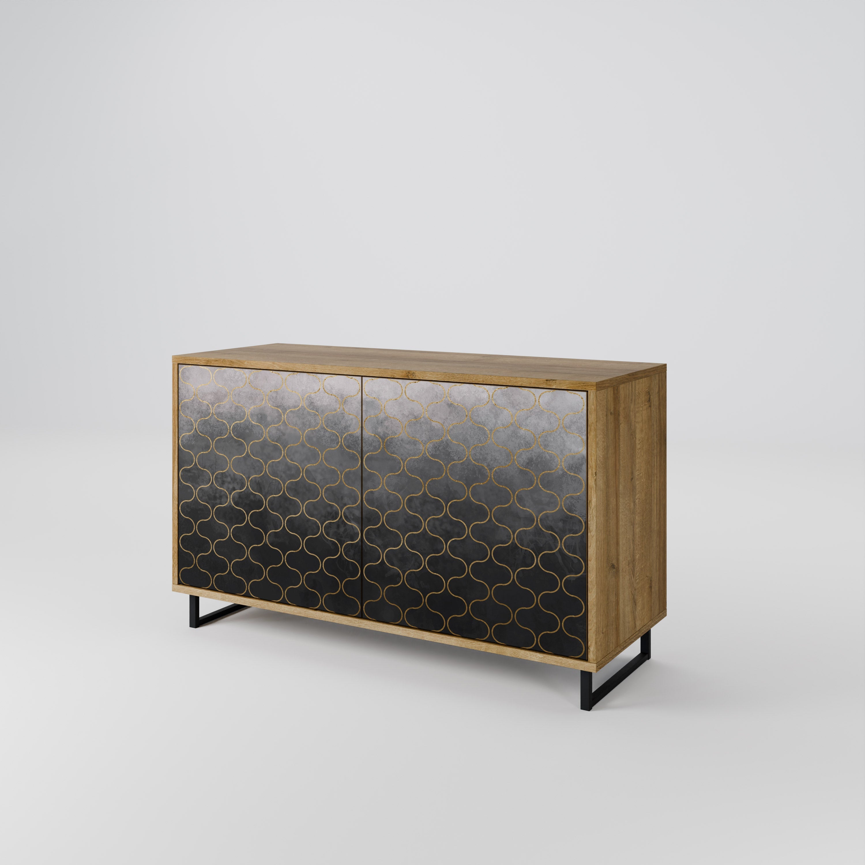 TESSELATED GRAYISH Sideboard mit 2 Türen in Eichenoptik