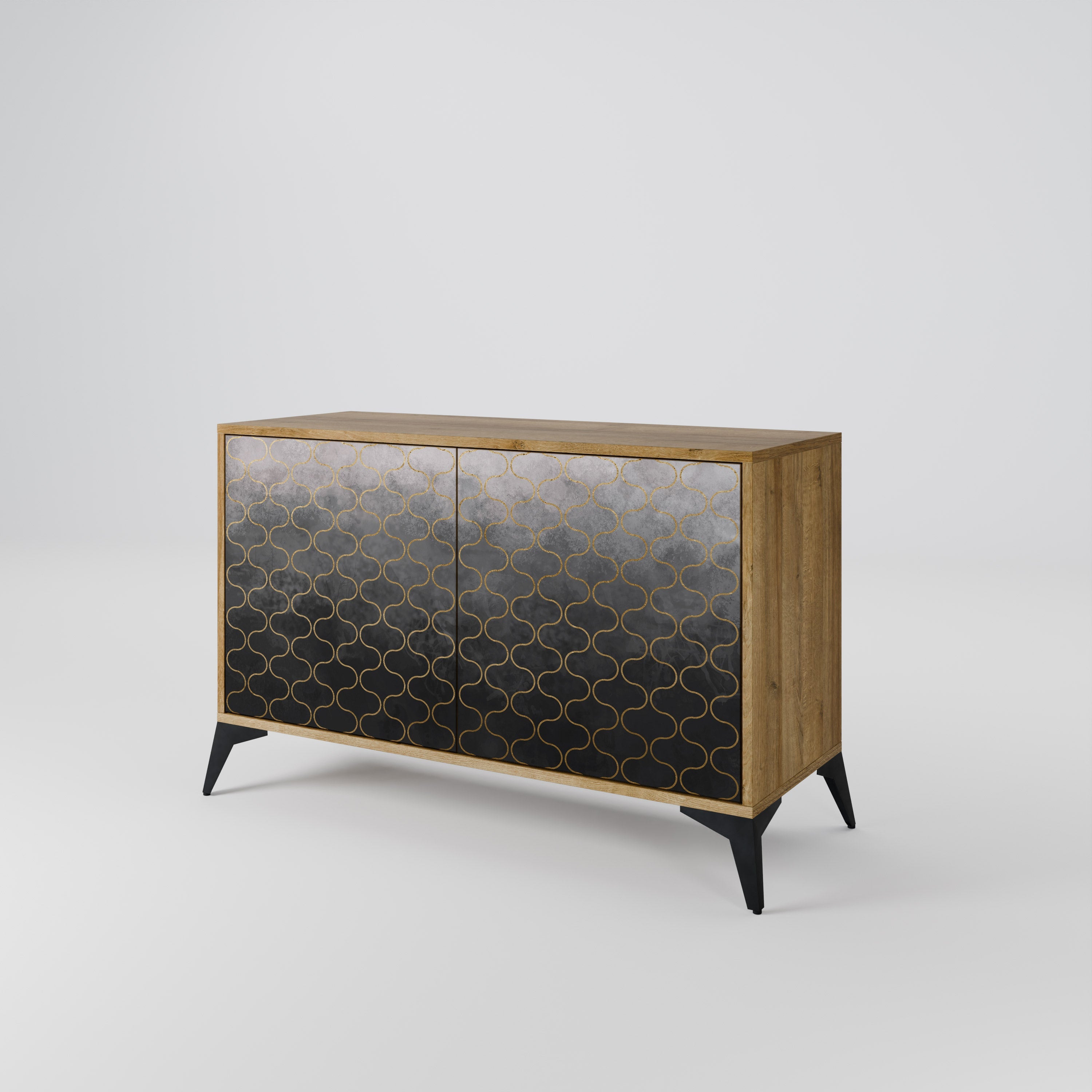 TESSELATED GRAYISH Sideboard mit 2 Türen in Eichenoptik