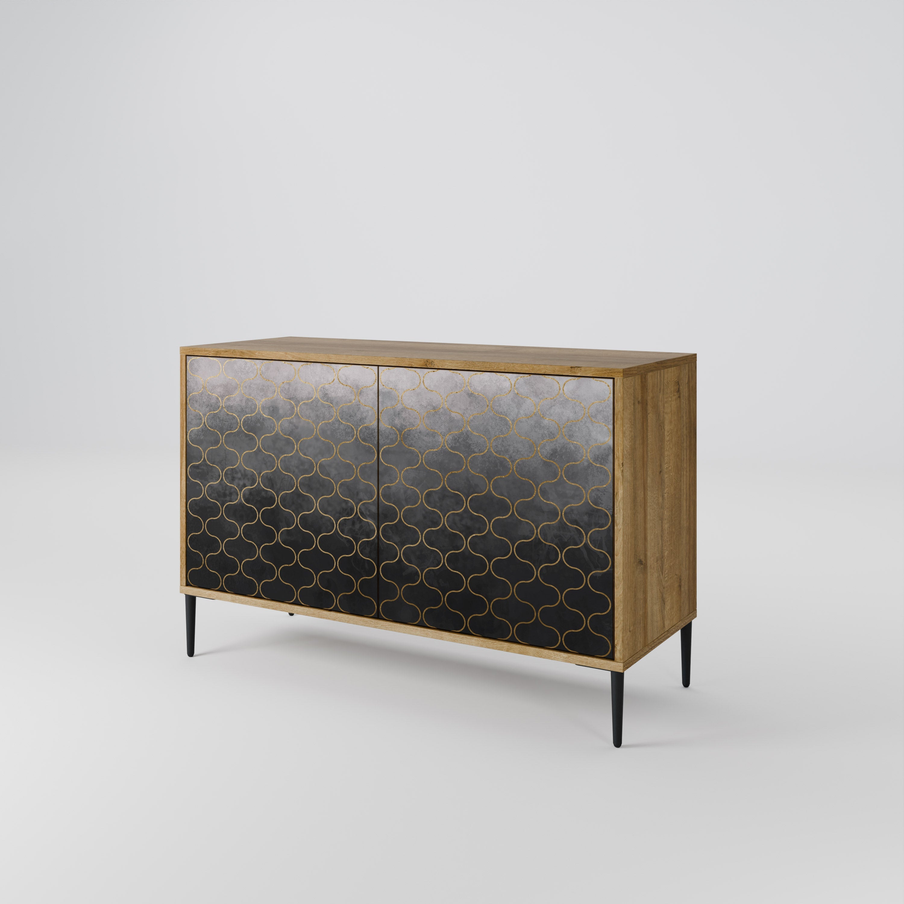 TESSELATED GRAYISH Sideboard mit 2 Türen in Eichenoptik
