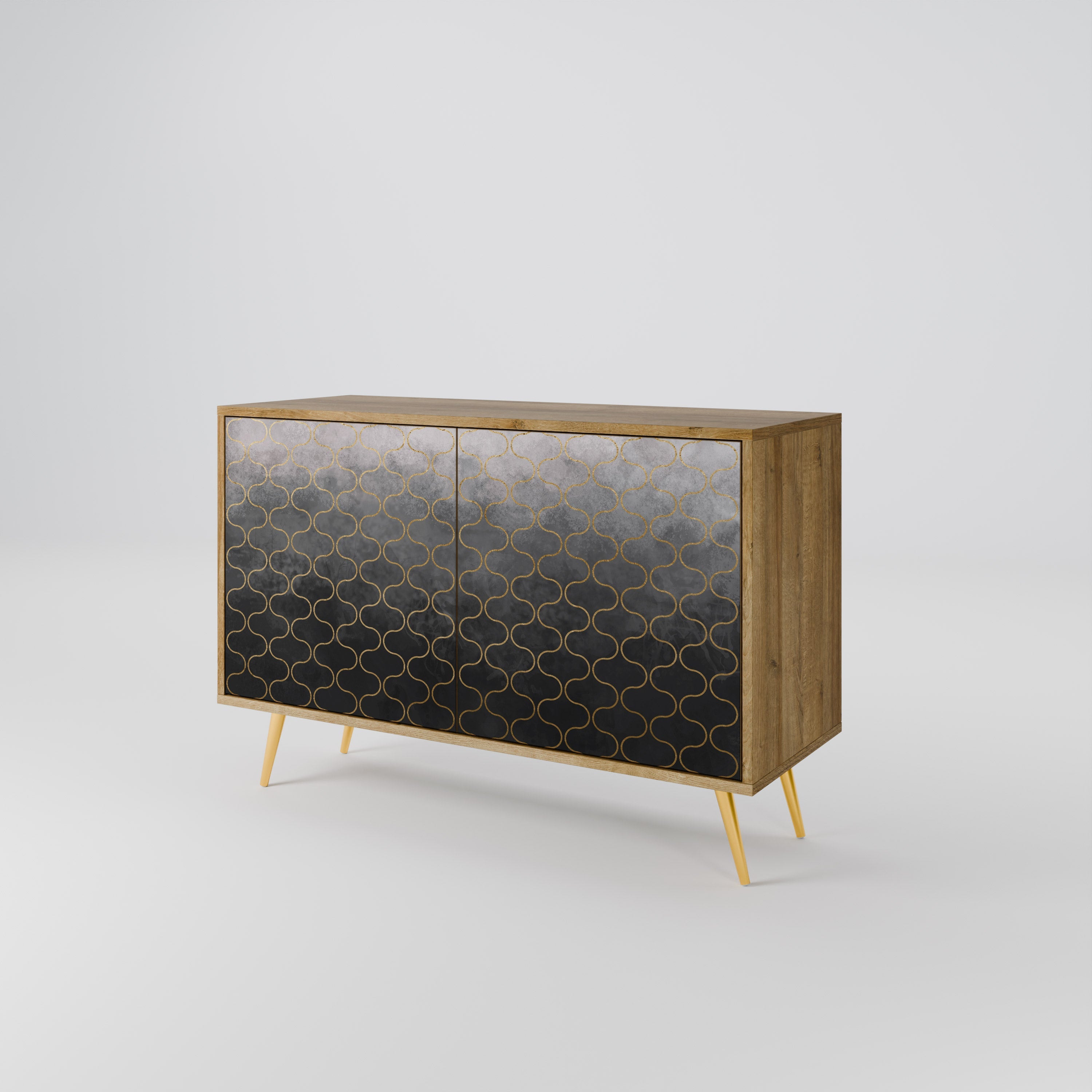 TESSELATED GRAYISH Sideboard mit 2 Türen in Eichenoptik