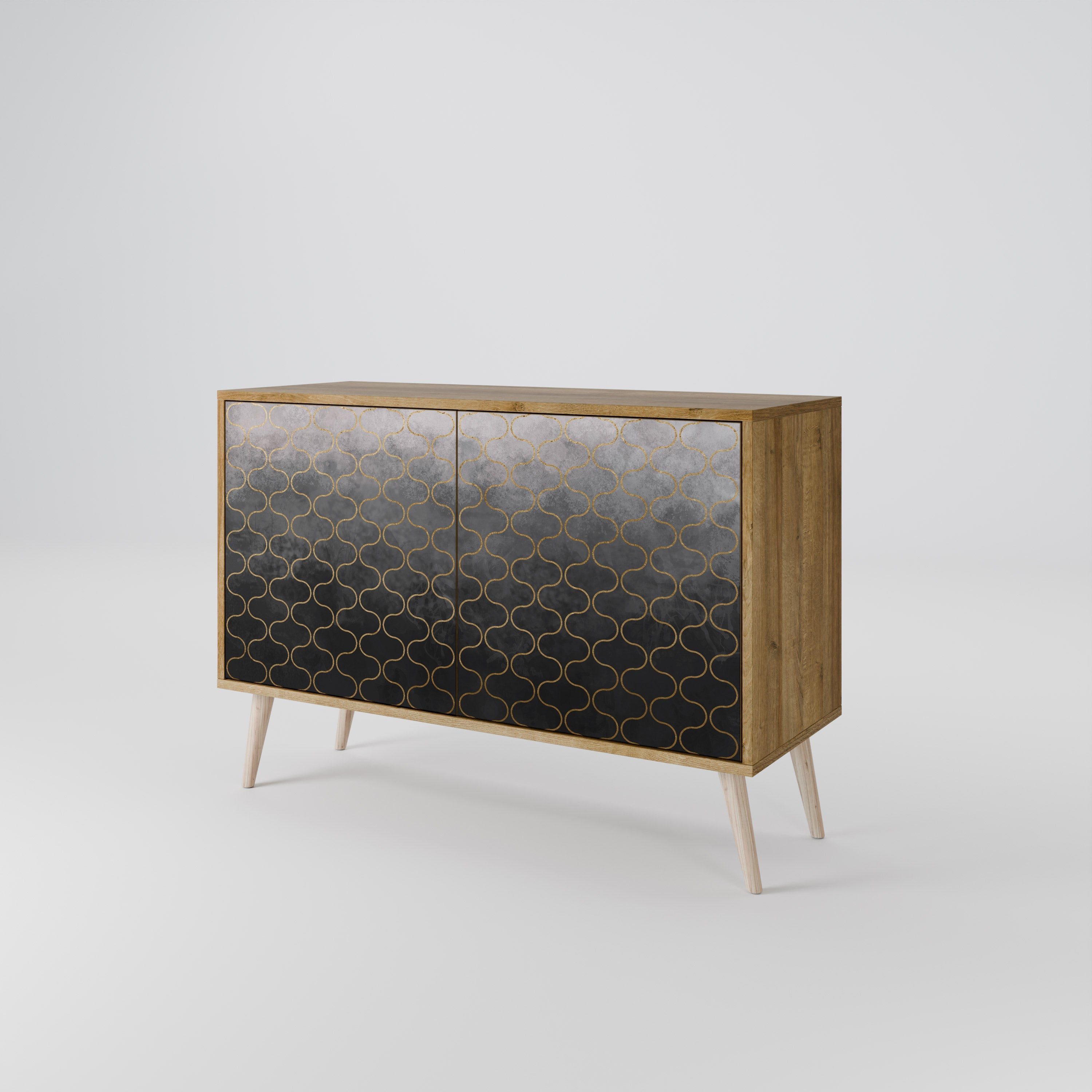 TESSELATED GRAYISH Sideboard mit 2 Türen in Eichenoptik