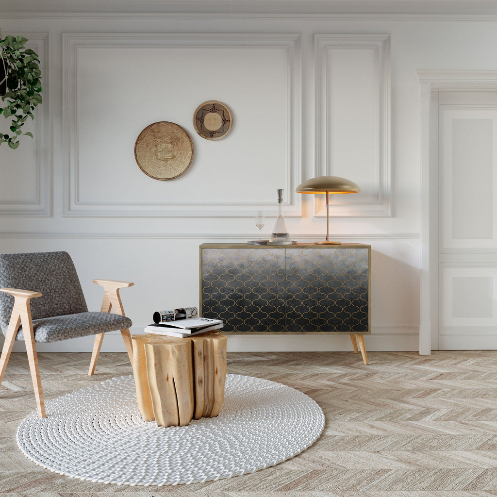 TESSELATED GRAYISH Sideboard mit 2 Türen in Eichenoptik