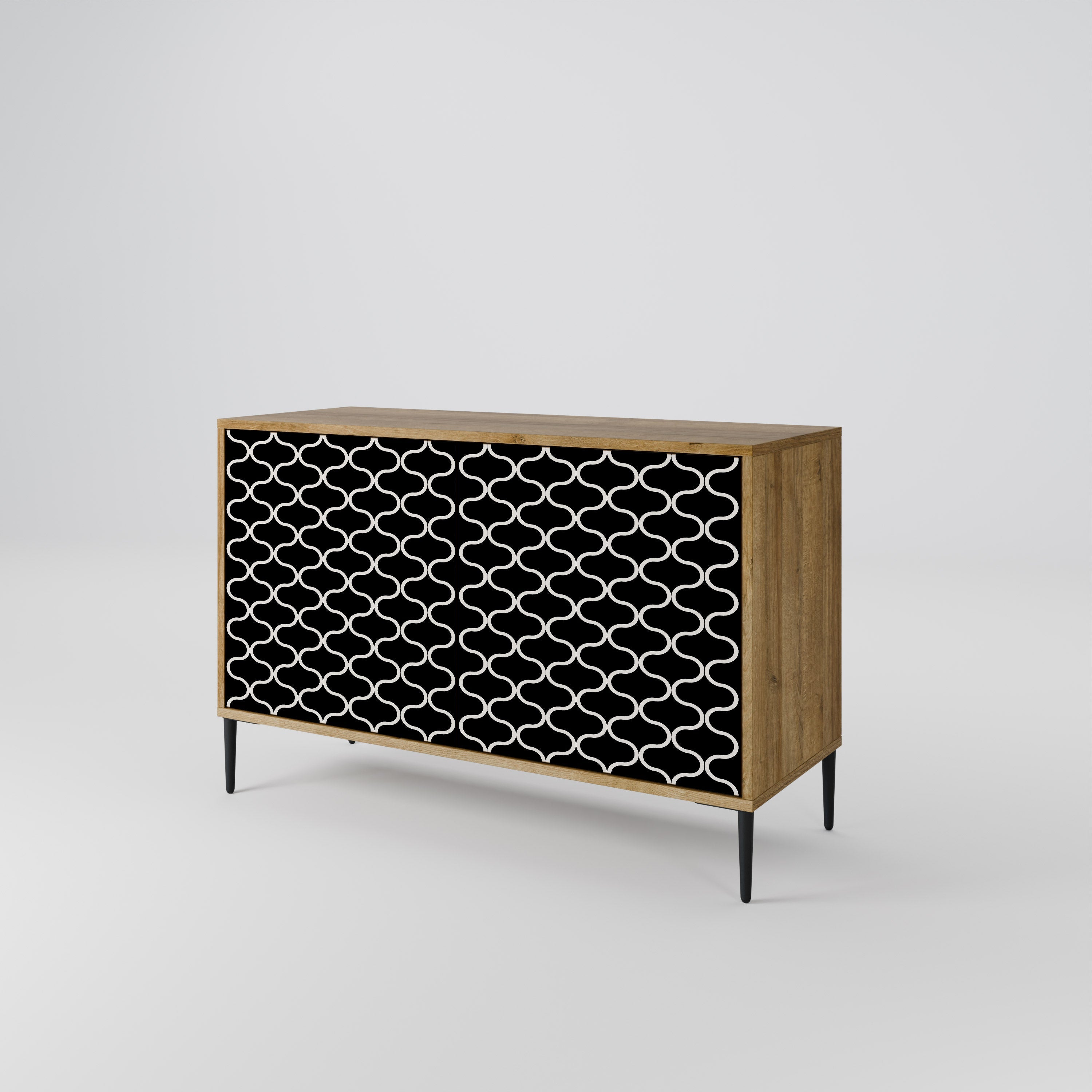 TESSELATED BLACKNESS Sideboard mit 2 Türen in Eichenoptik