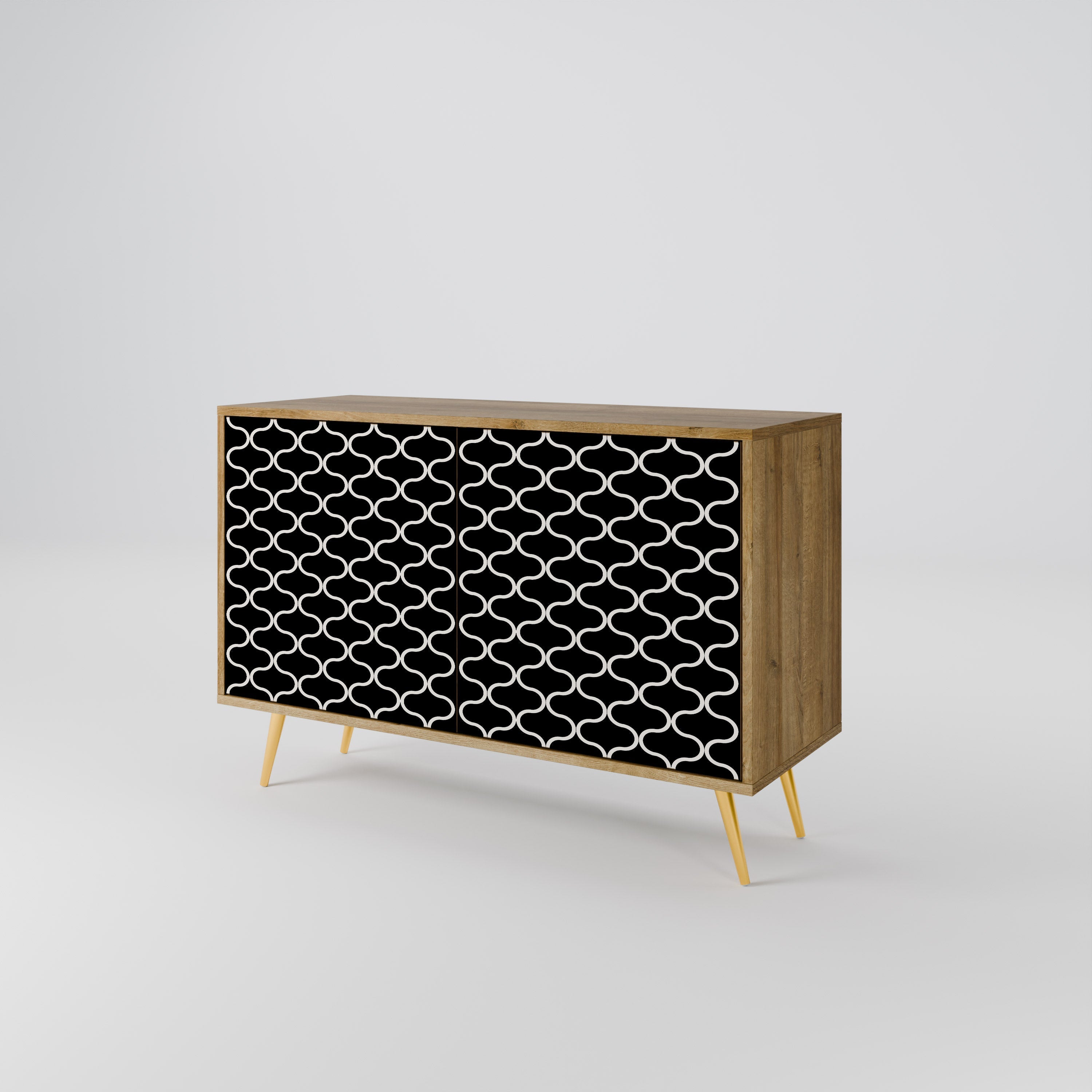 TESSELATED BLACKNESS Sideboard mit 2 Türen in Eichenoptik