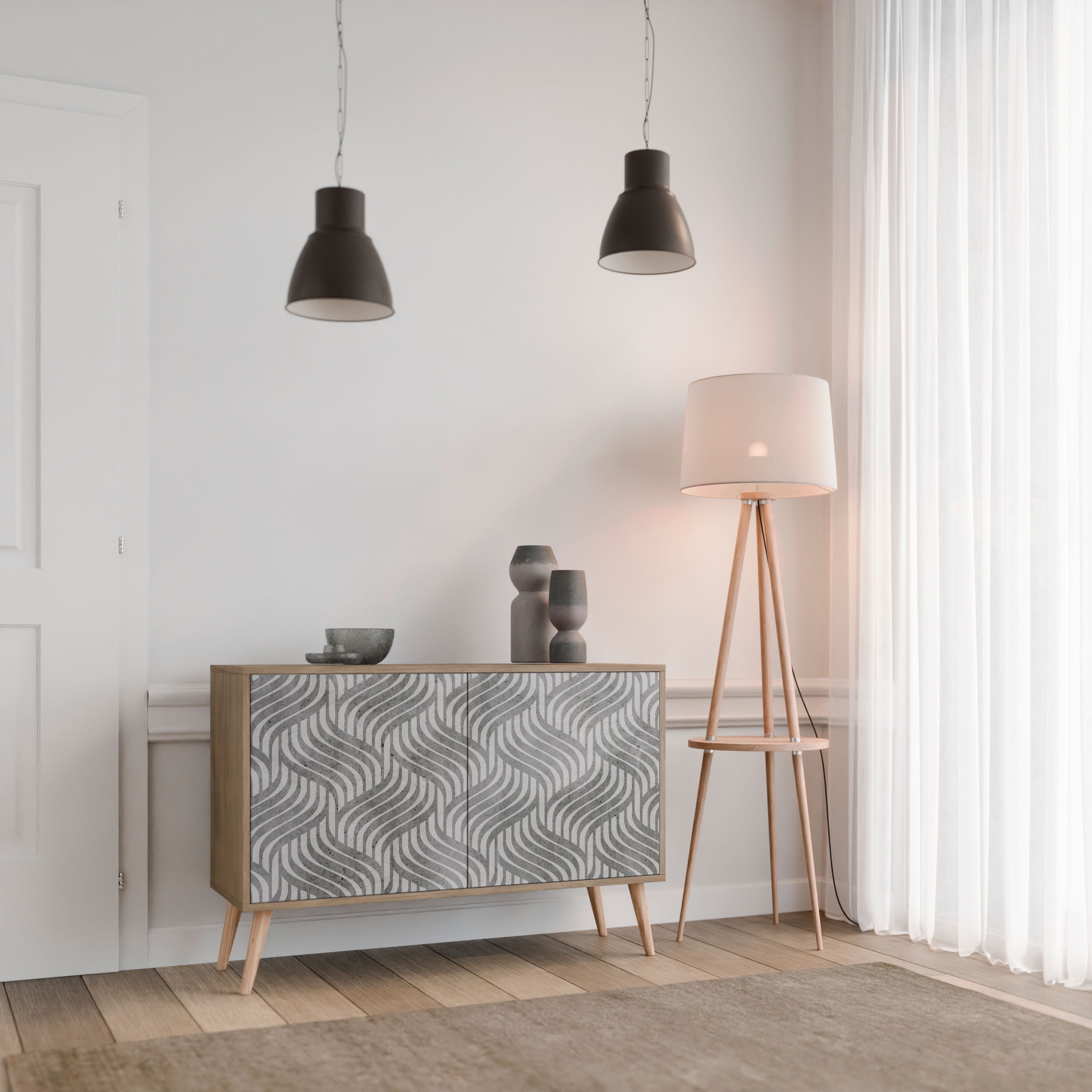 CONCRETE MOVEMENT Sideboard mit 2 Türen in Eichenoptik