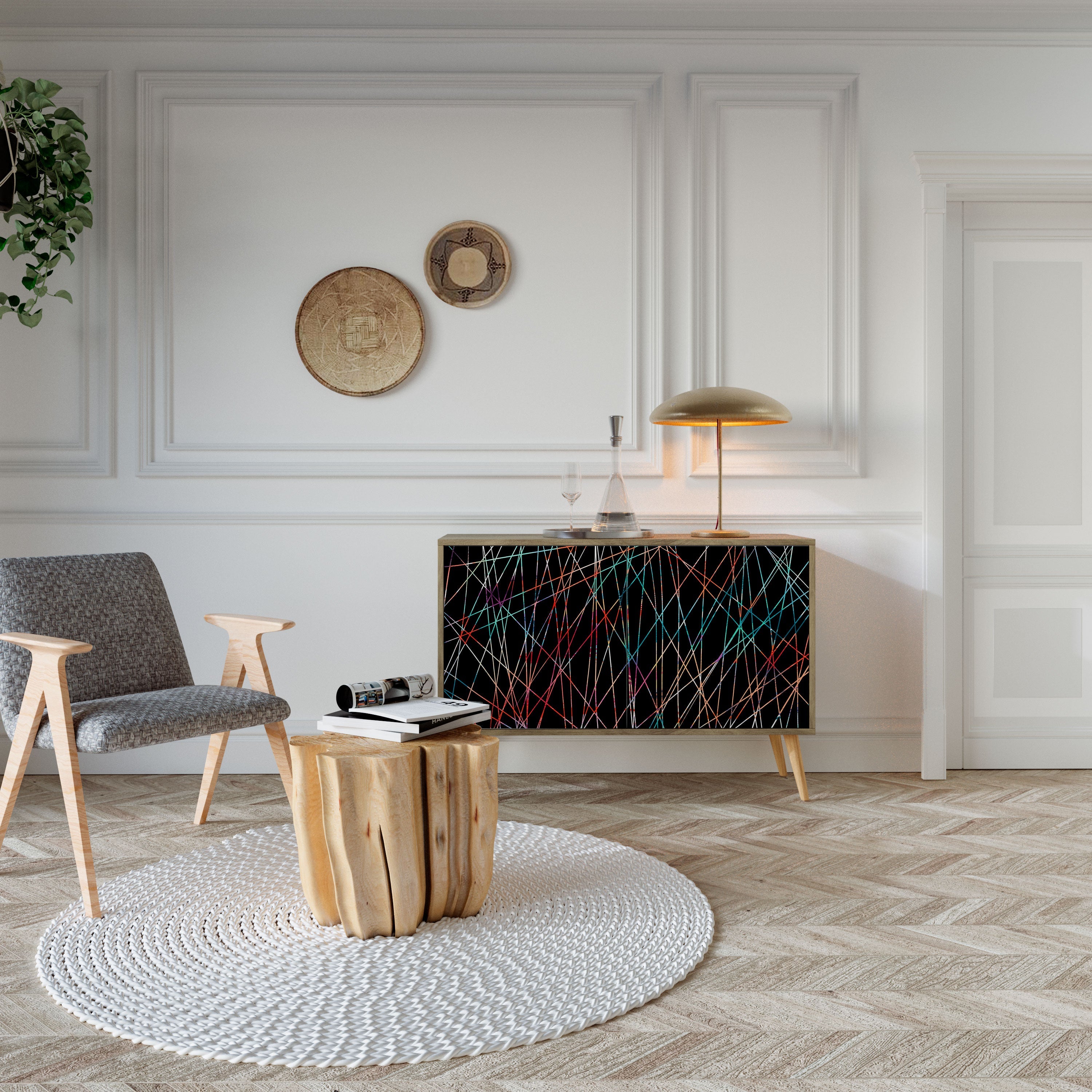 LUMINOUS SNARE Sideboard mit 2 Türen in Eichenoptik