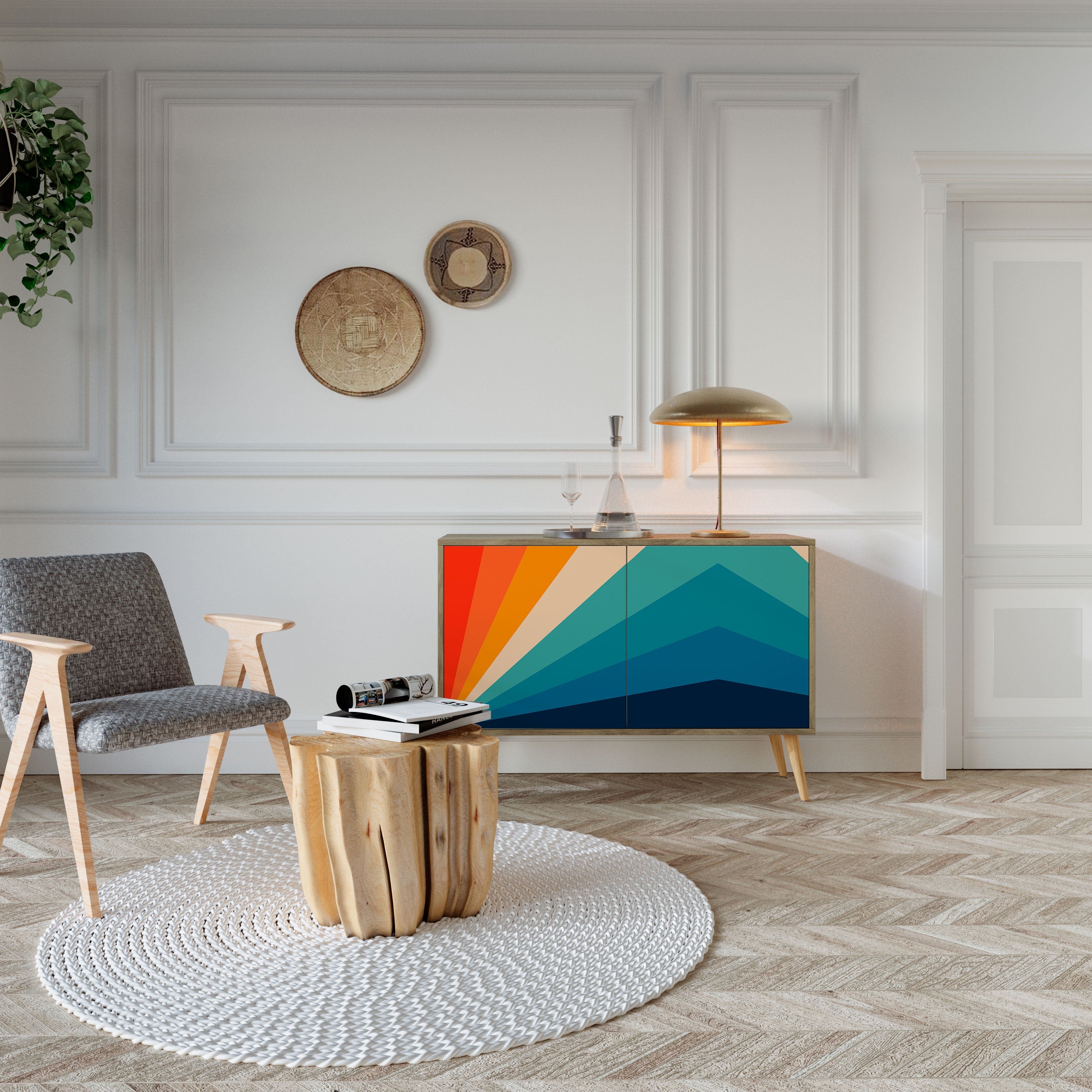 PRISM CONCUSSION Sideboard mit 2 Türen in Eichenoptik