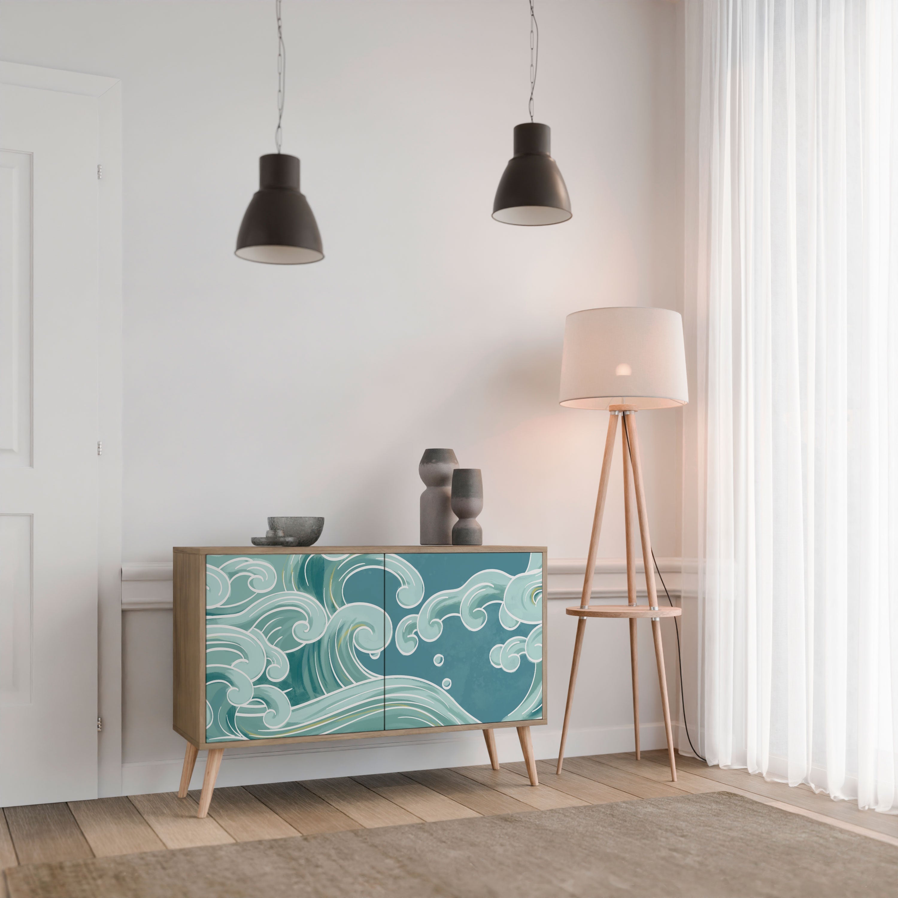 ASIAN SWAY Sideboard mit 2 Türen in Eichenoptik