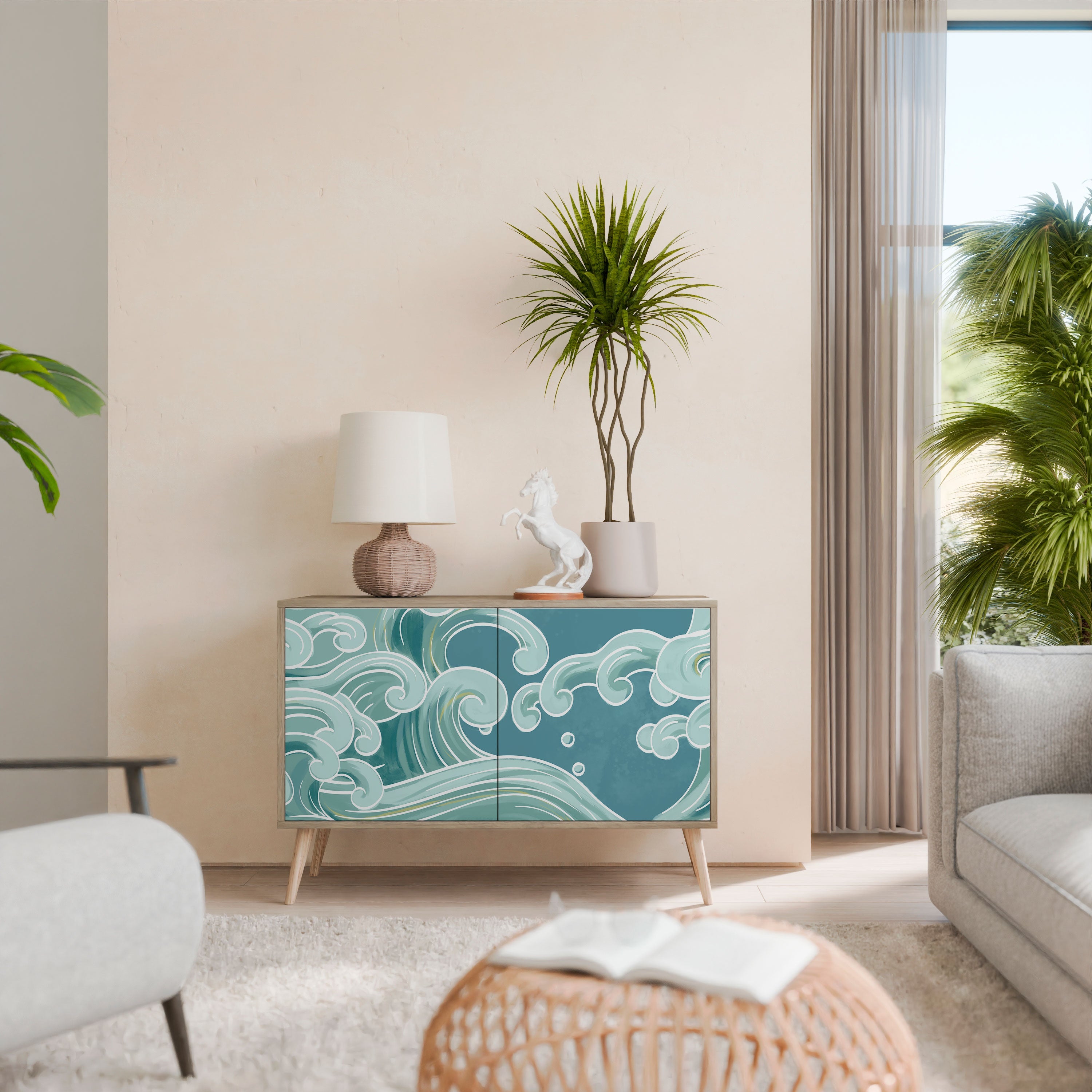 ASIAN SWAY Sideboard mit 2 Türen in Eichenoptik