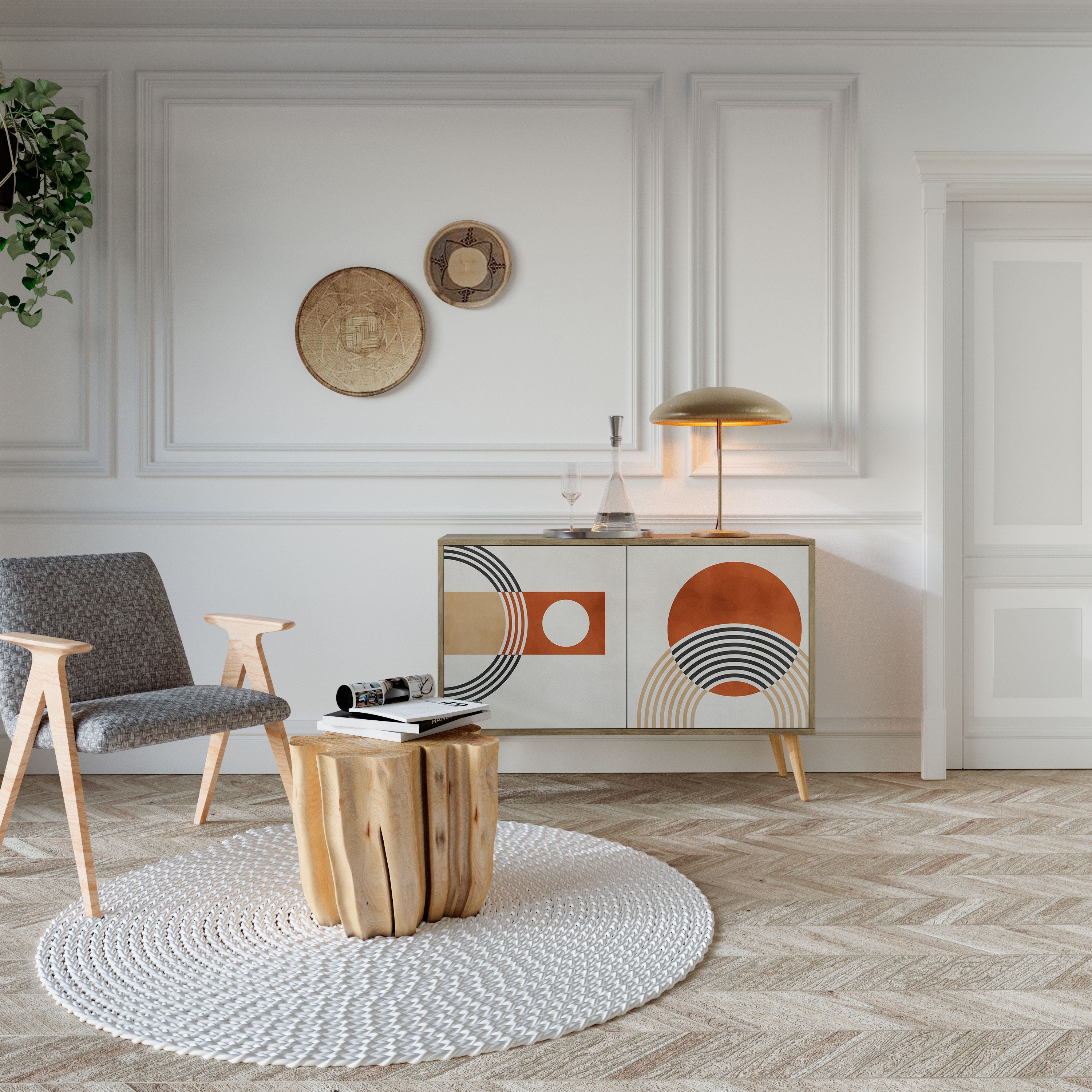 SPACE AROUND Sideboard mit 2 Türen in Eichenoptik