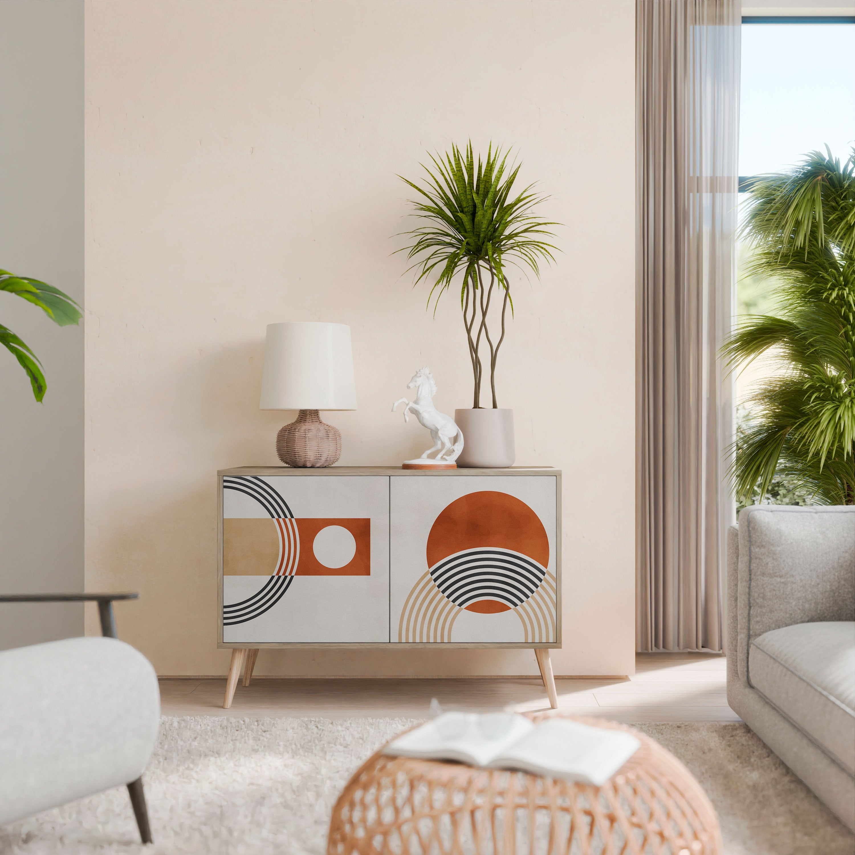 SPACE AROUND Sideboard mit 2 Türen in Eichenoptik