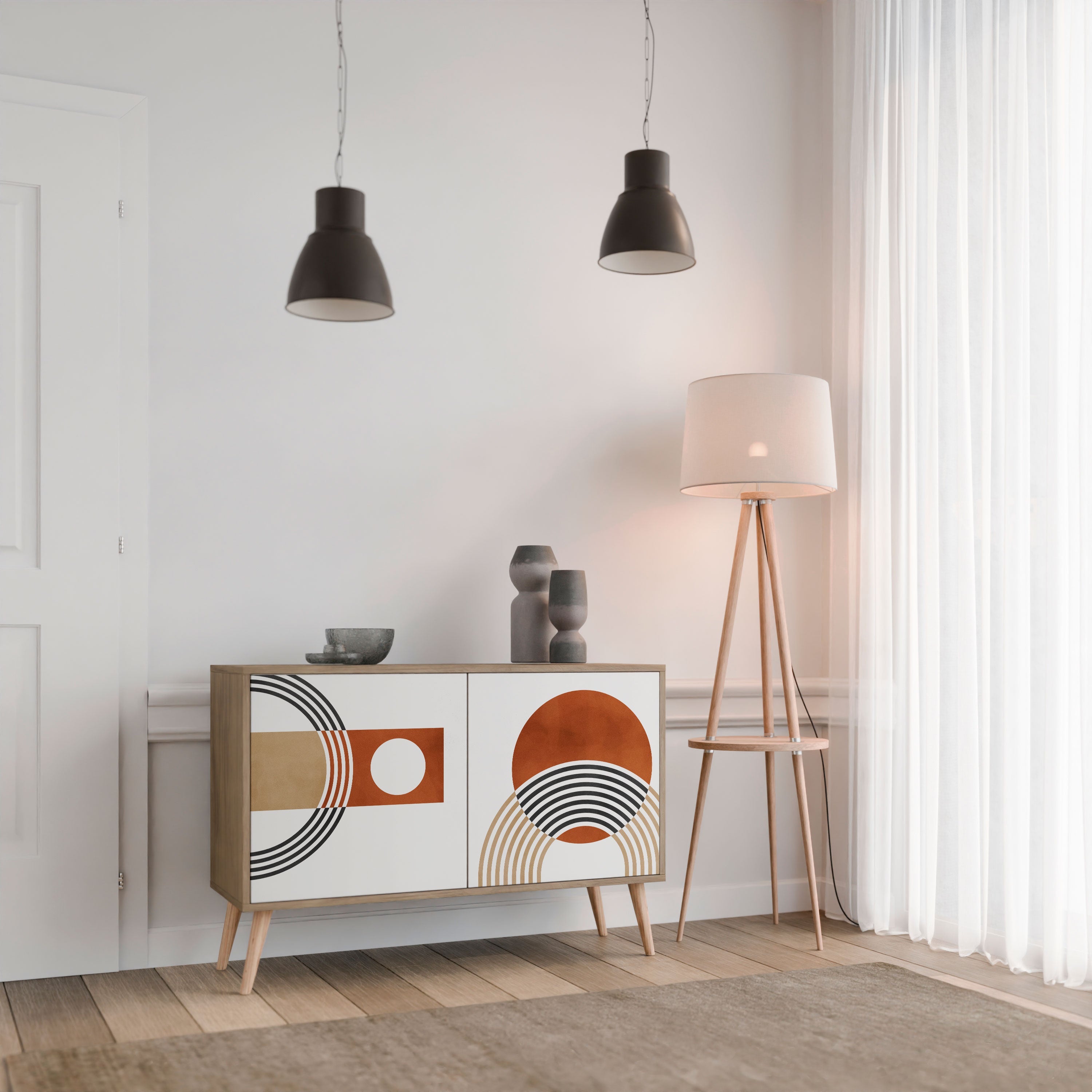 CIRCLE RHYTM Sideboard mit 2 Türen in Eichenoptik