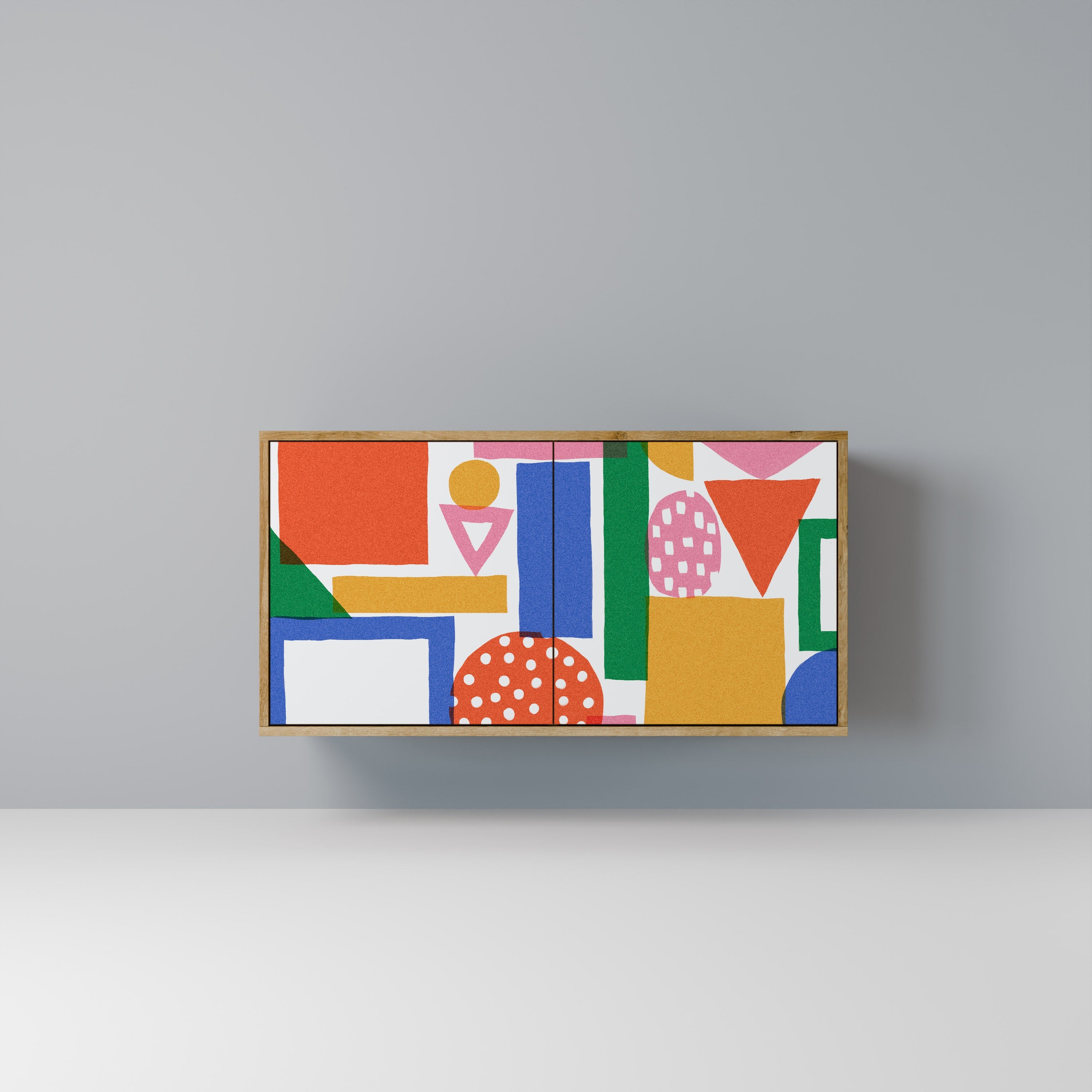 GEOMETRIC GLIMMER Sideboard mit 2 Türen in Eichenoptik