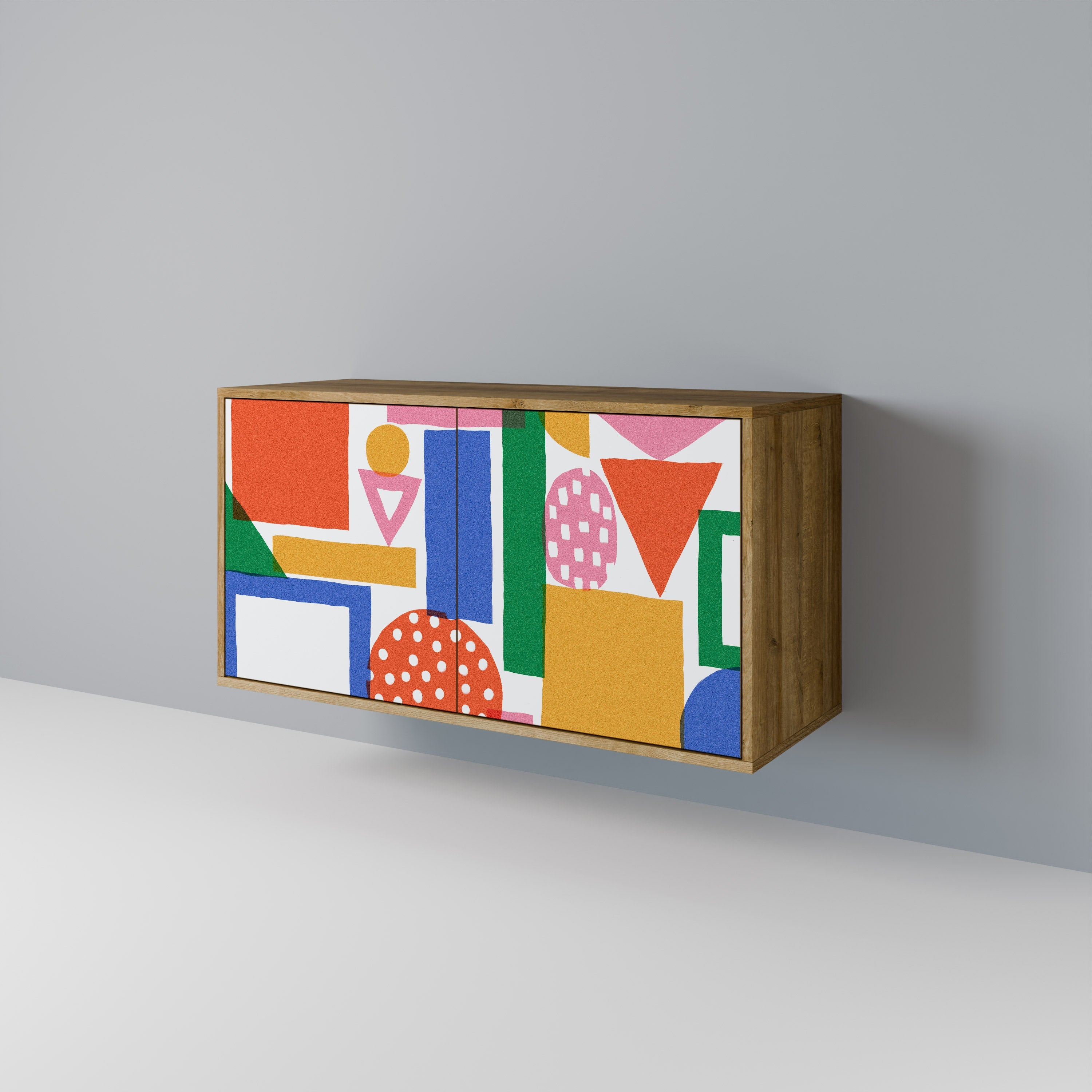 GEOMETRIC GLIMMER Sideboard mit 2 Türen in Eichenoptik