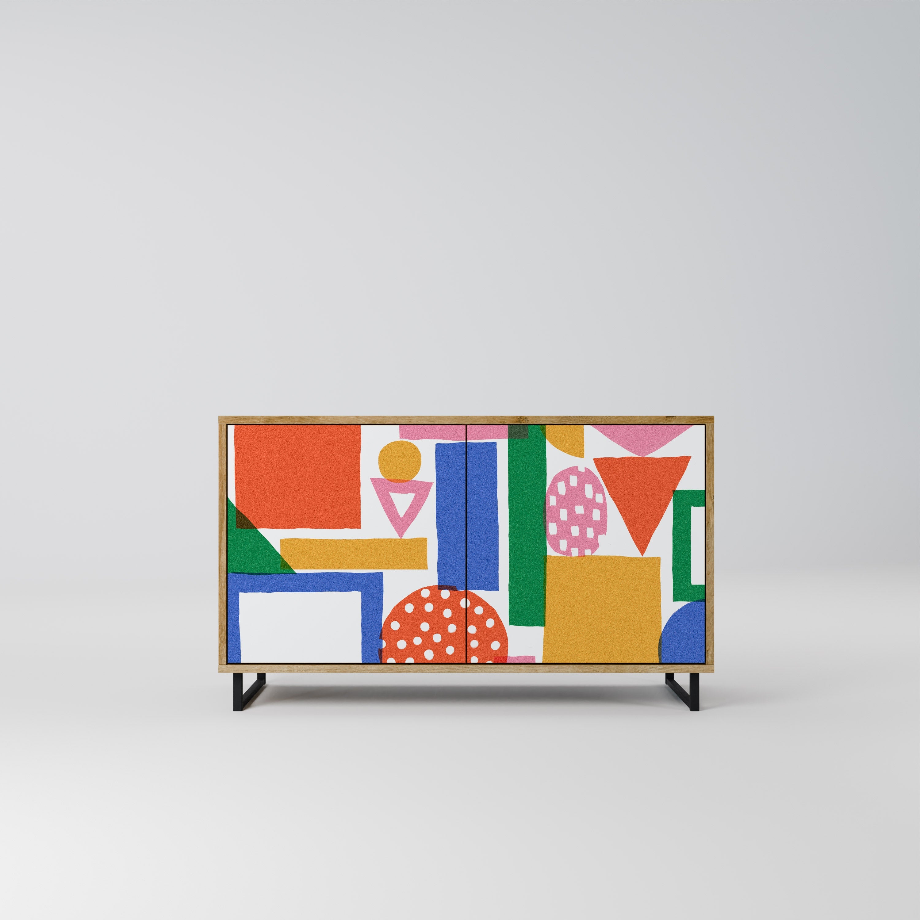 GEOMETRIC GLIMMER Sideboard mit 2 Türen in Eichenoptik