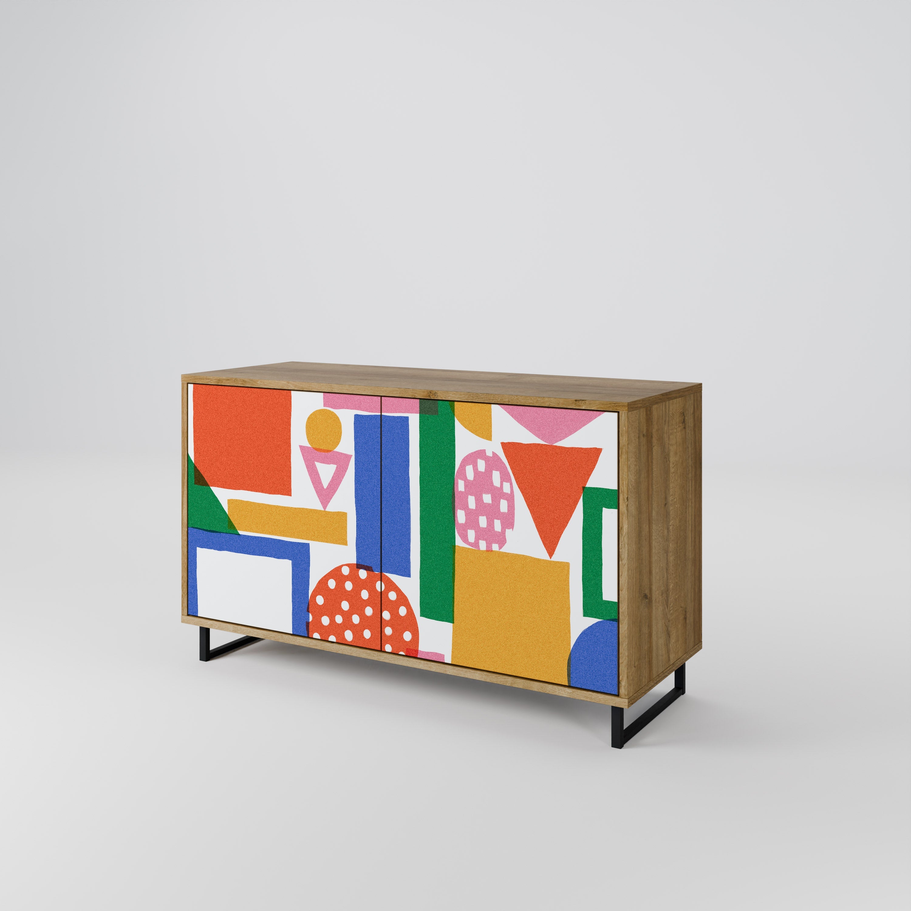 GEOMETRIC GLIMMER Sideboard mit 2 Türen in Eichenoptik