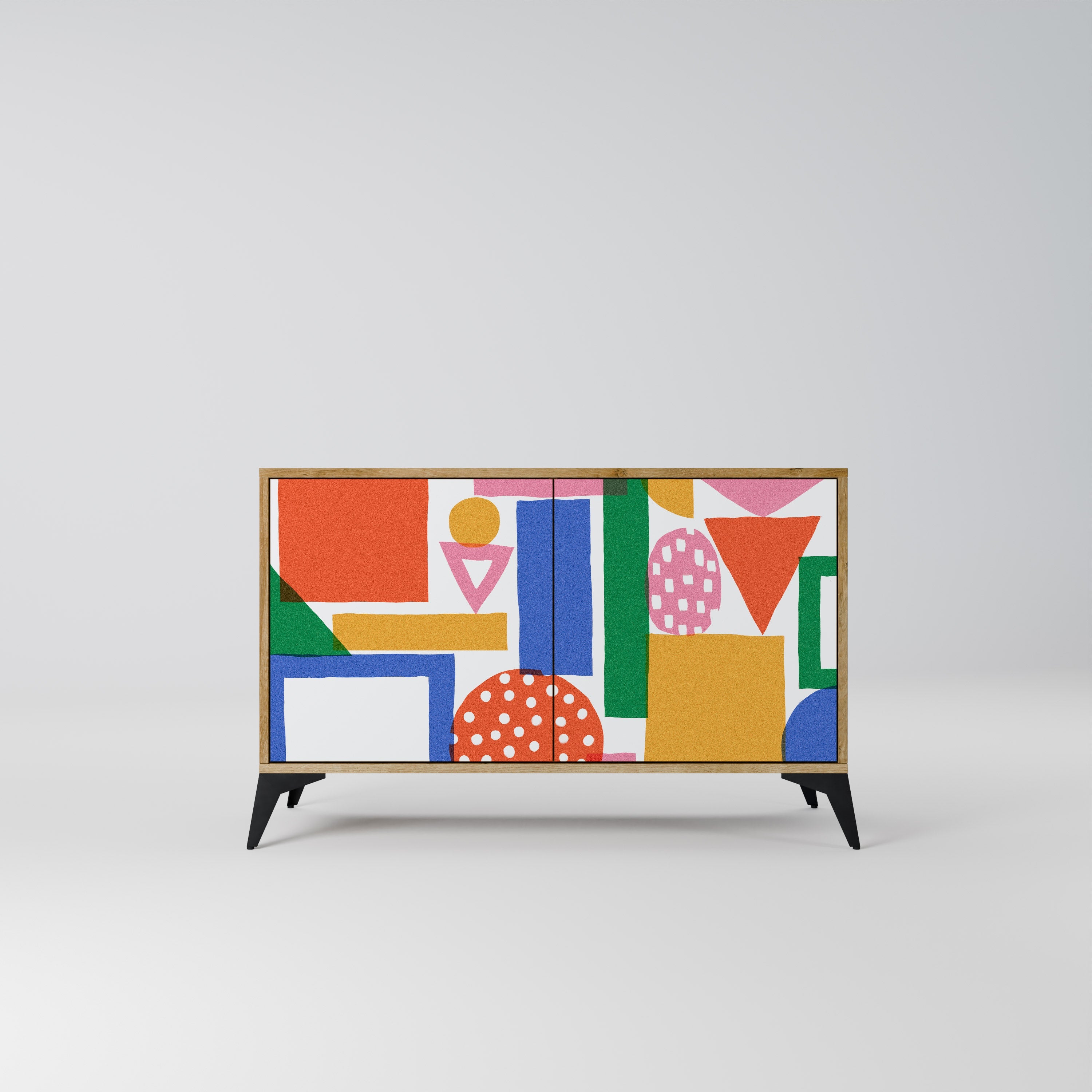 GEOMETRIC GLIMMER Sideboard mit 2 Türen in Eichenoptik