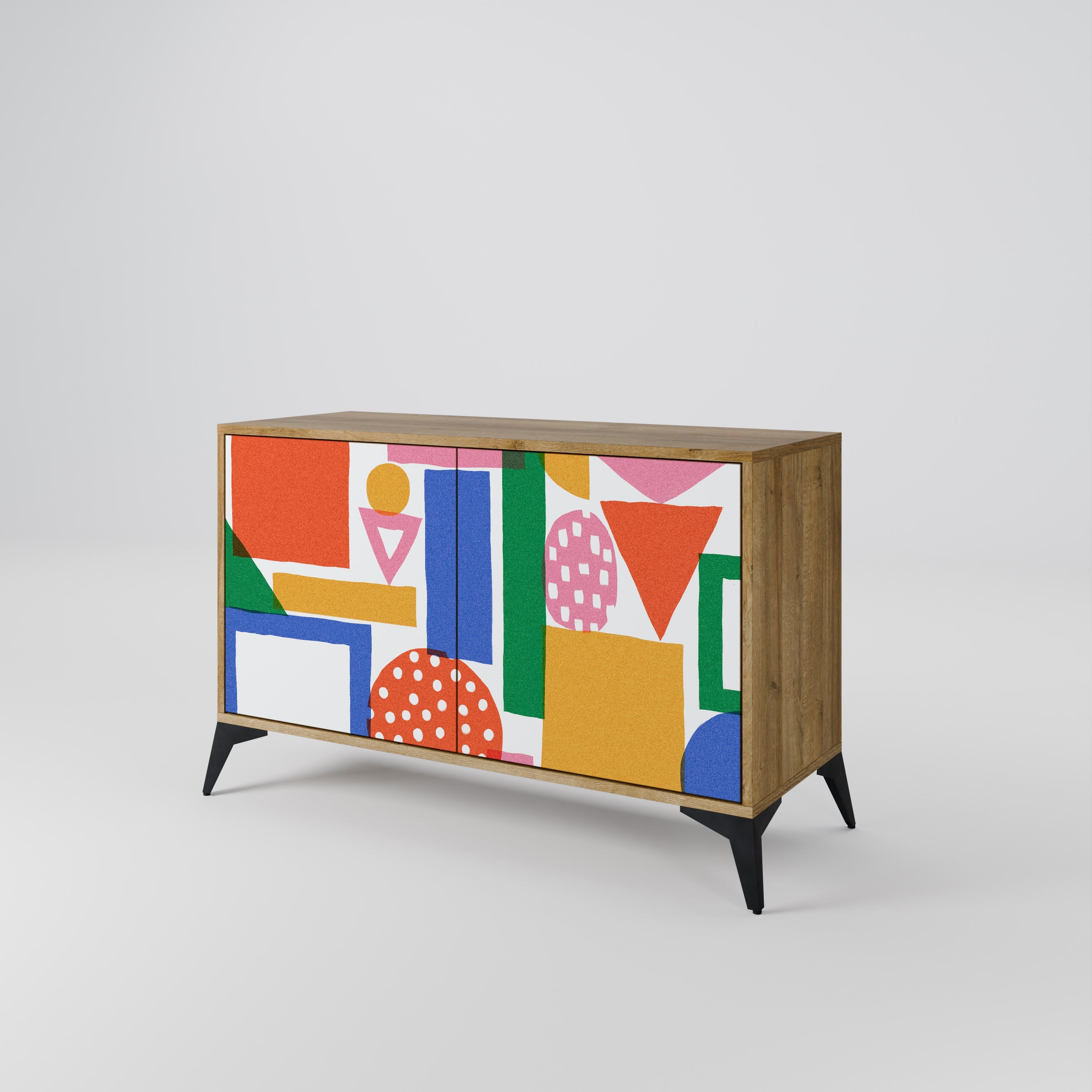 GEOMETRIC GLIMMER Sideboard mit 2 Türen in Eichenoptik