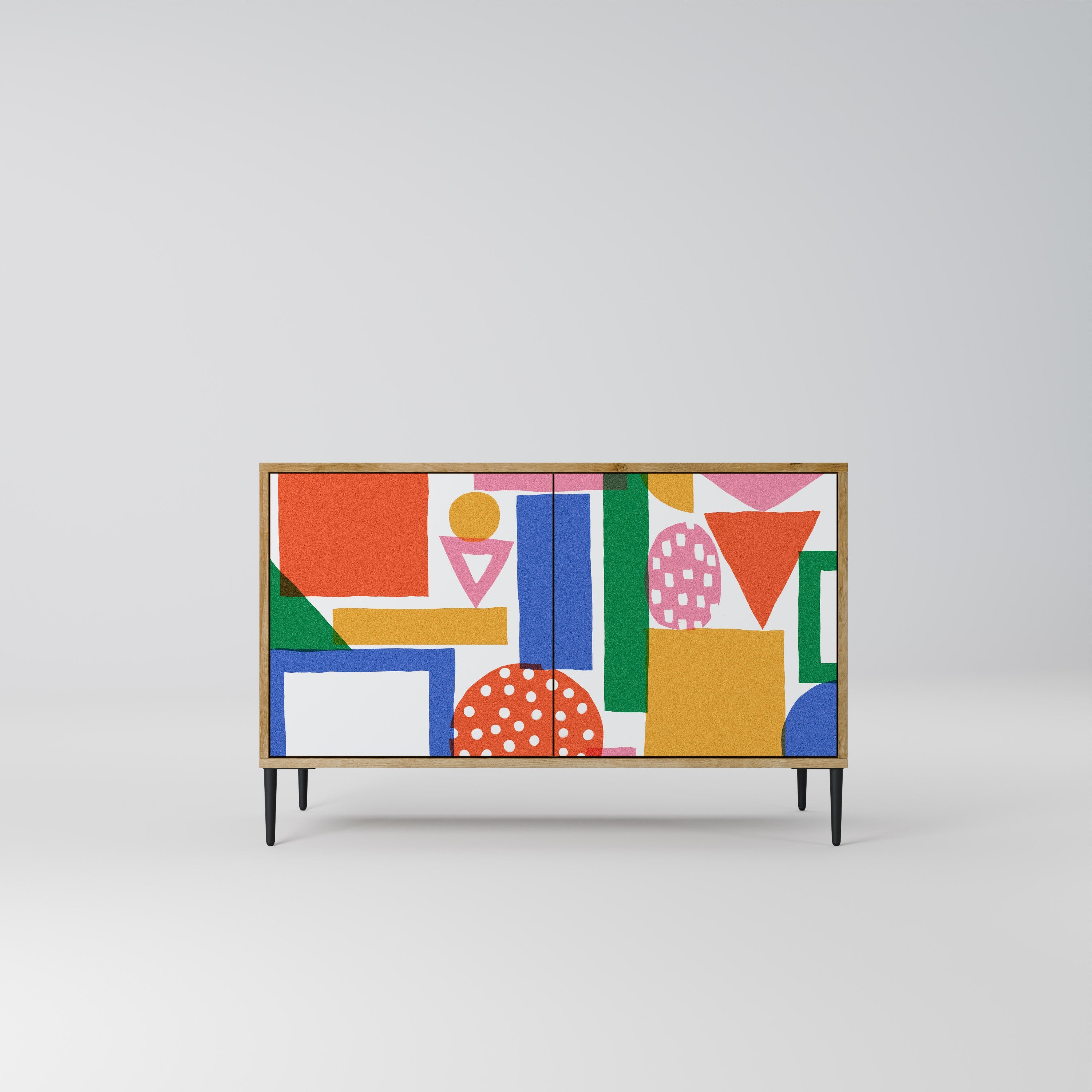 GEOMETRIC GLIMMER Sideboard mit 2 Türen in Eichenoptik