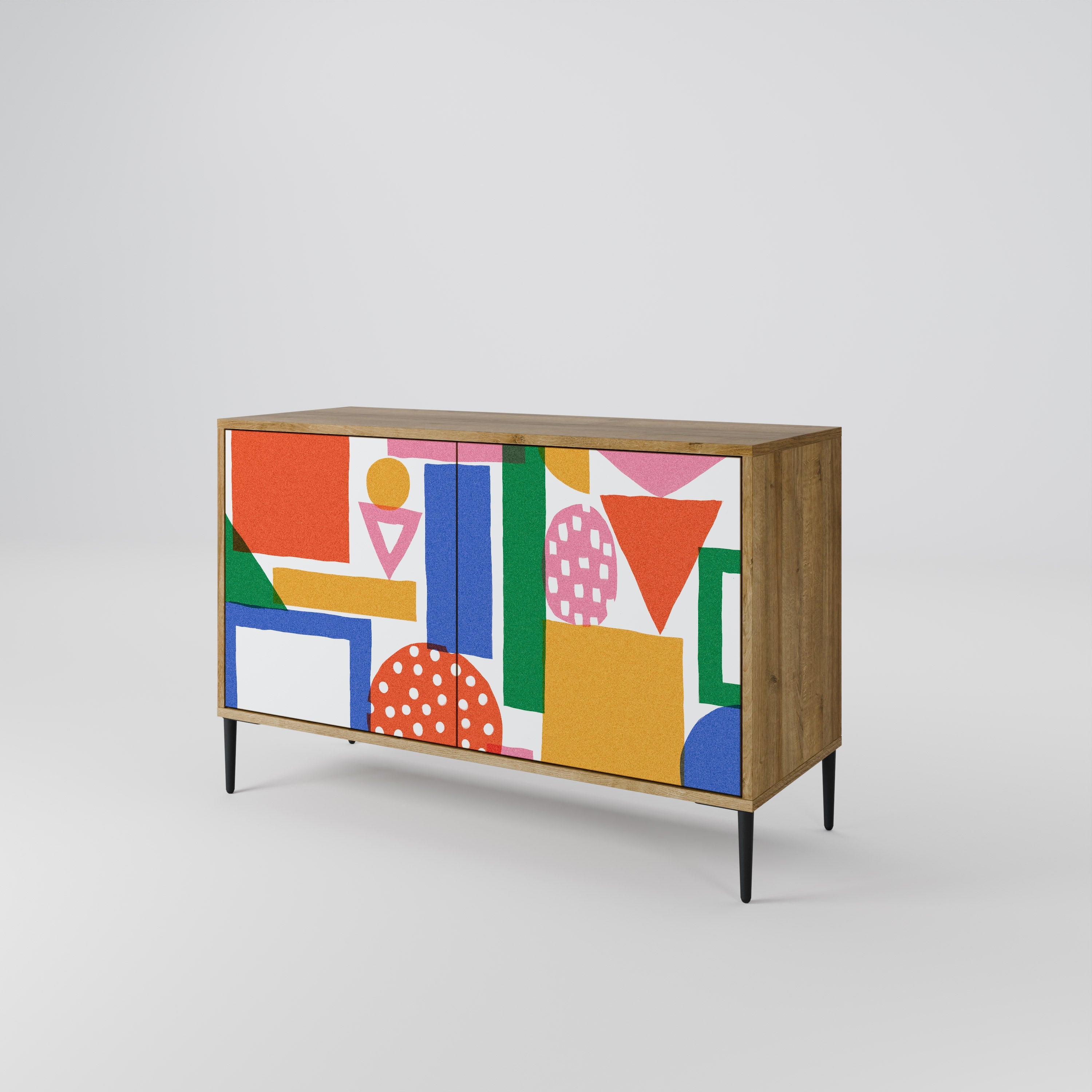 GEOMETRIC GLIMMER Sideboard mit 2 Türen in Eichenoptik