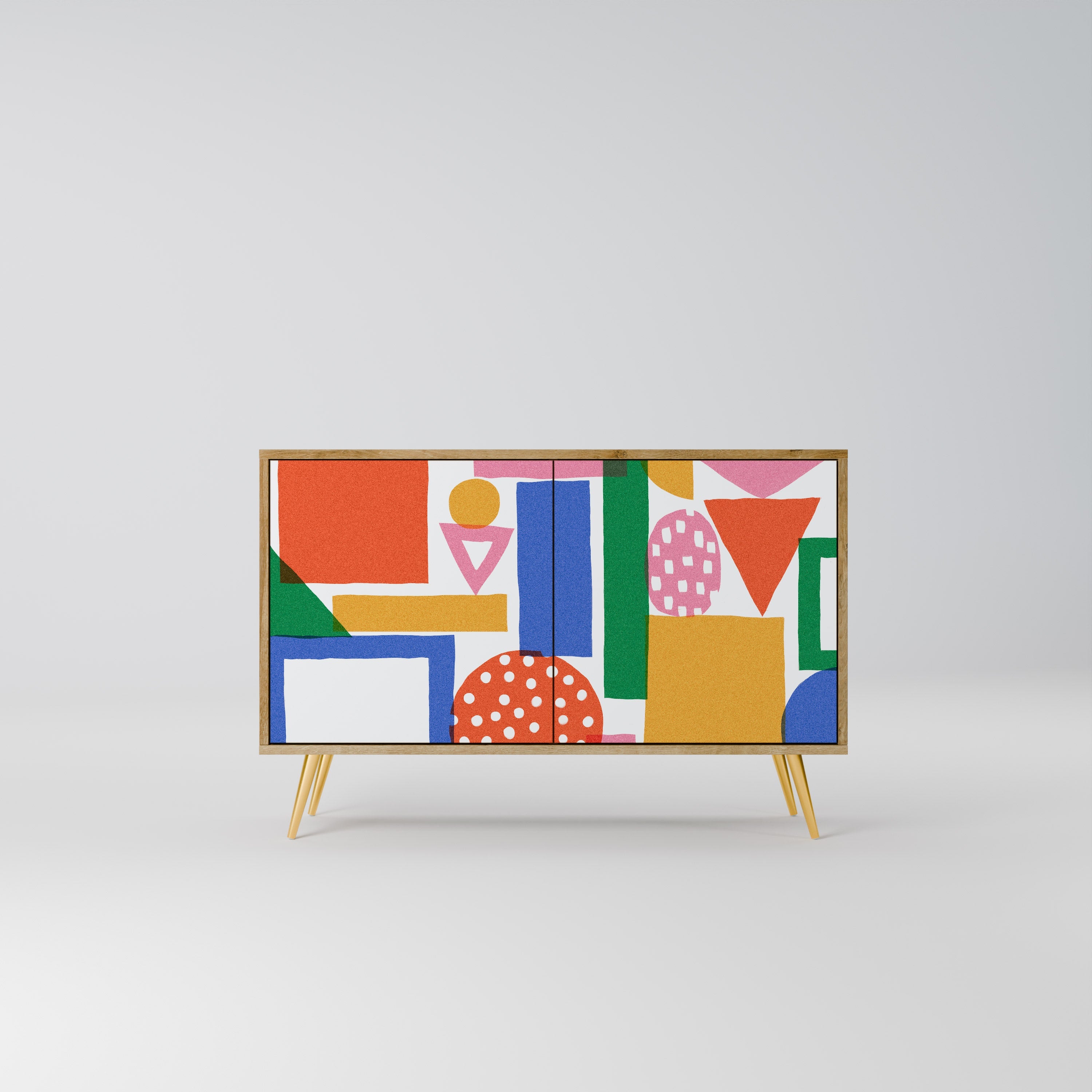 GEOMETRIC GLIMMER Sideboard mit 2 Türen in Eichenoptik