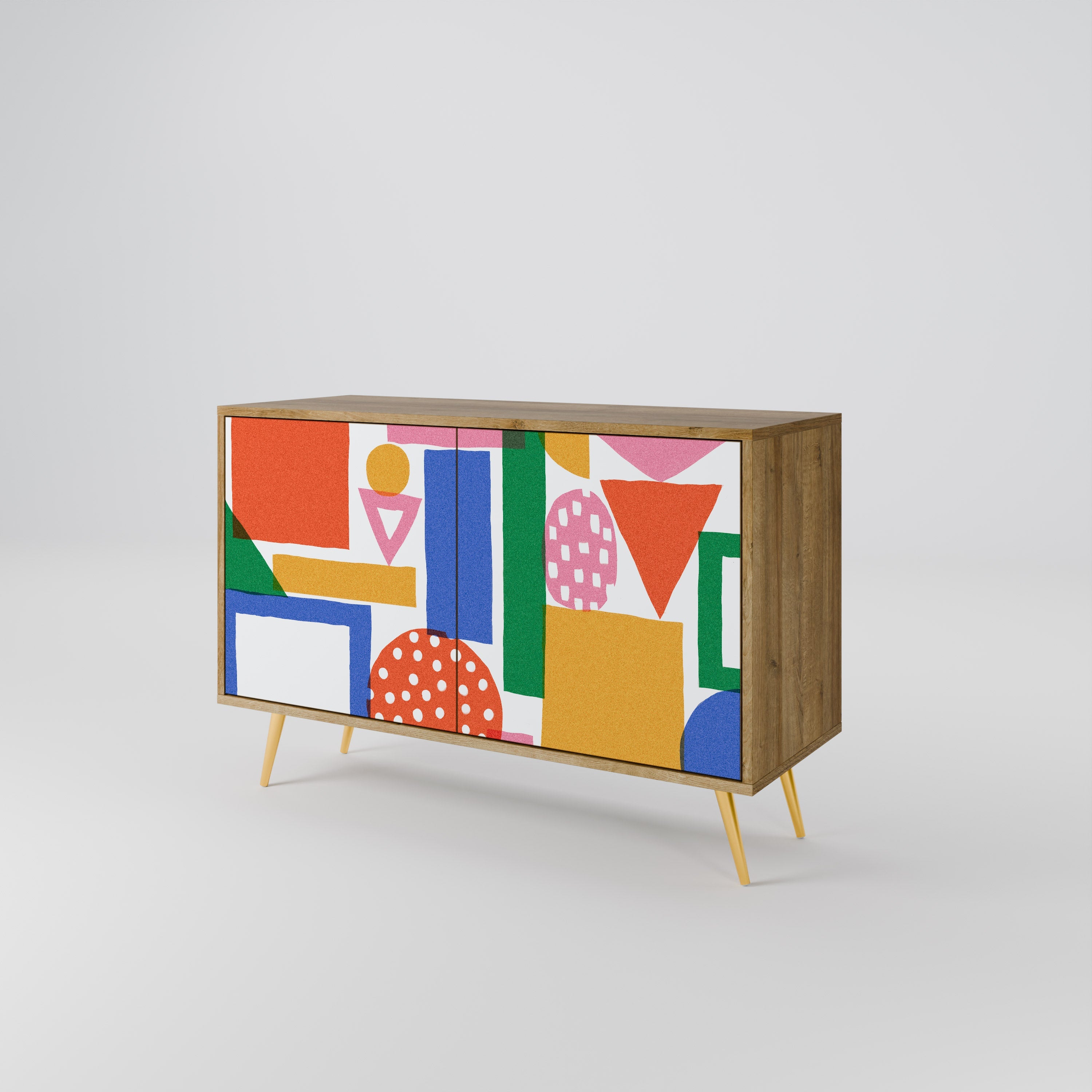 GEOMETRIC GLIMMER Sideboard mit 2 Türen in Eichenoptik