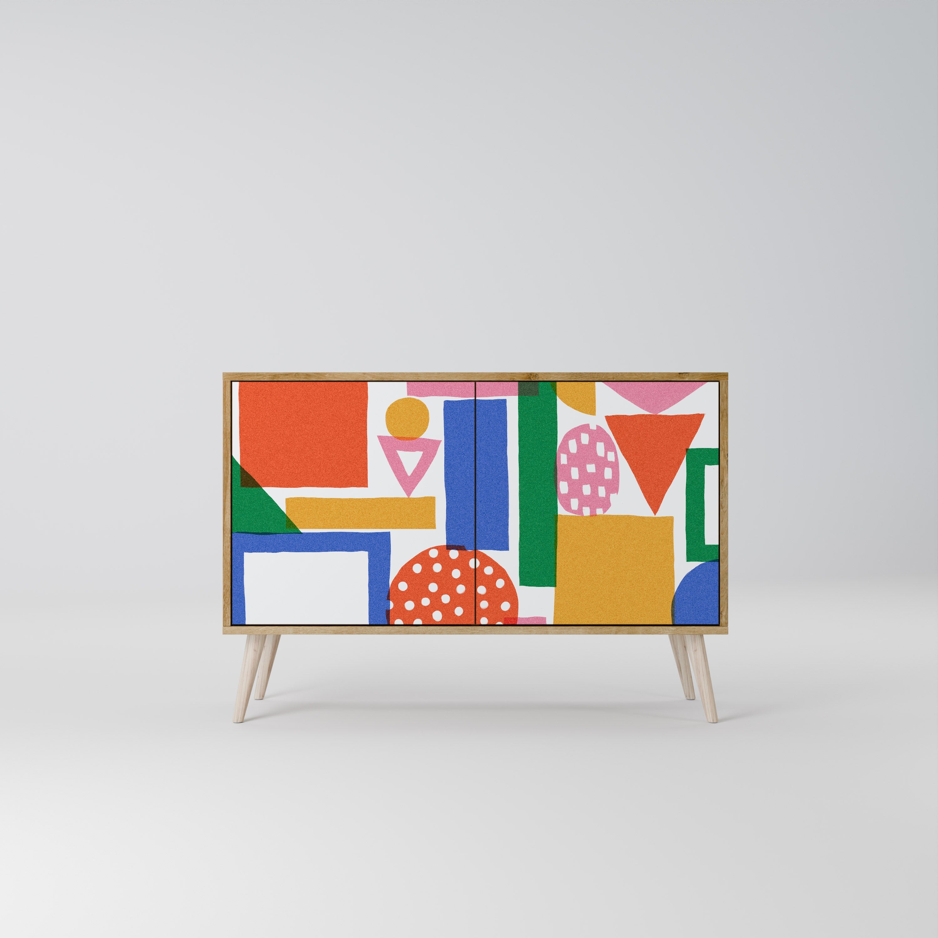 GEOMETRIC GLIMMER Sideboard mit 2 Türen in Eichenoptik