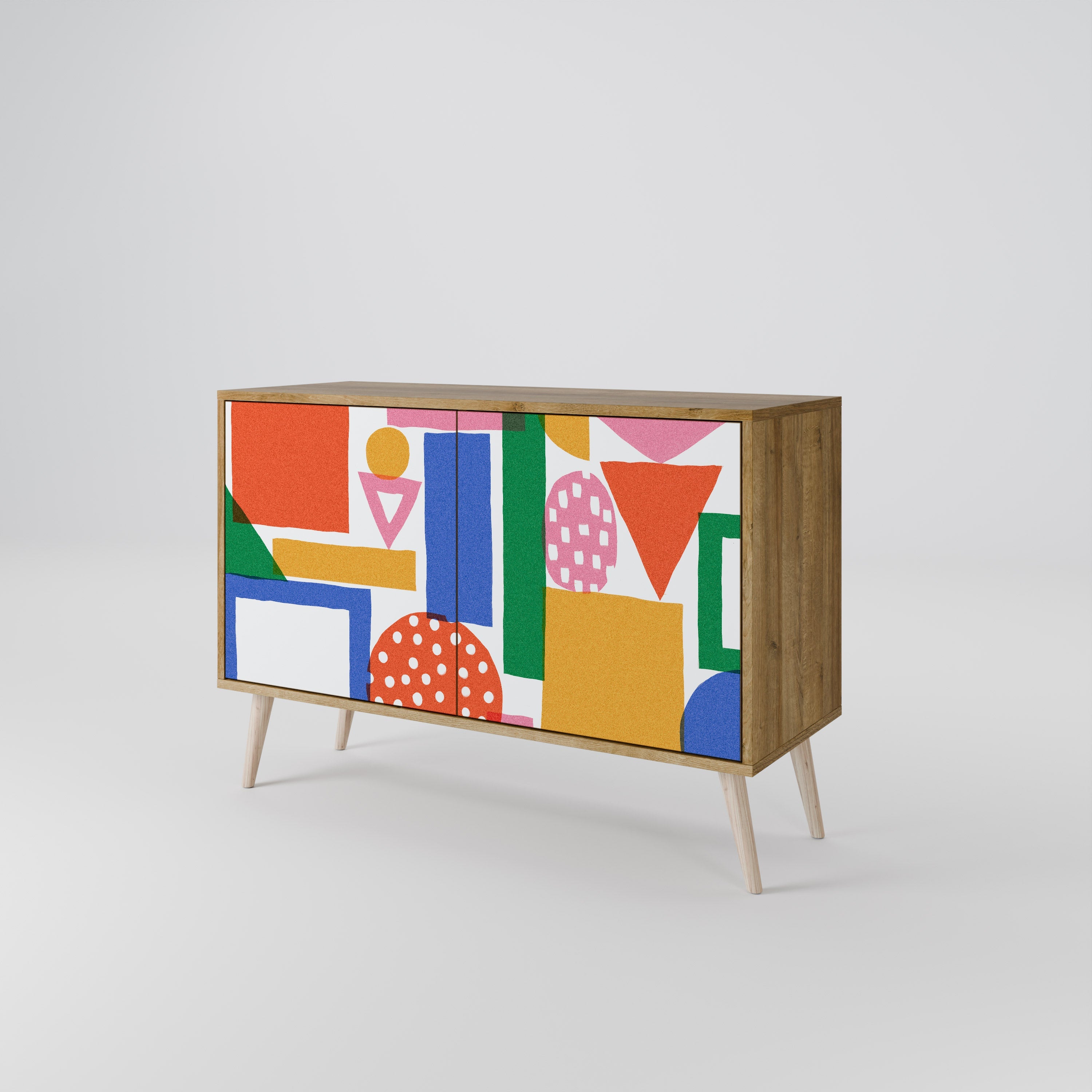GEOMETRIC GLIMMER Sideboard mit 2 Türen in Eichenoptik