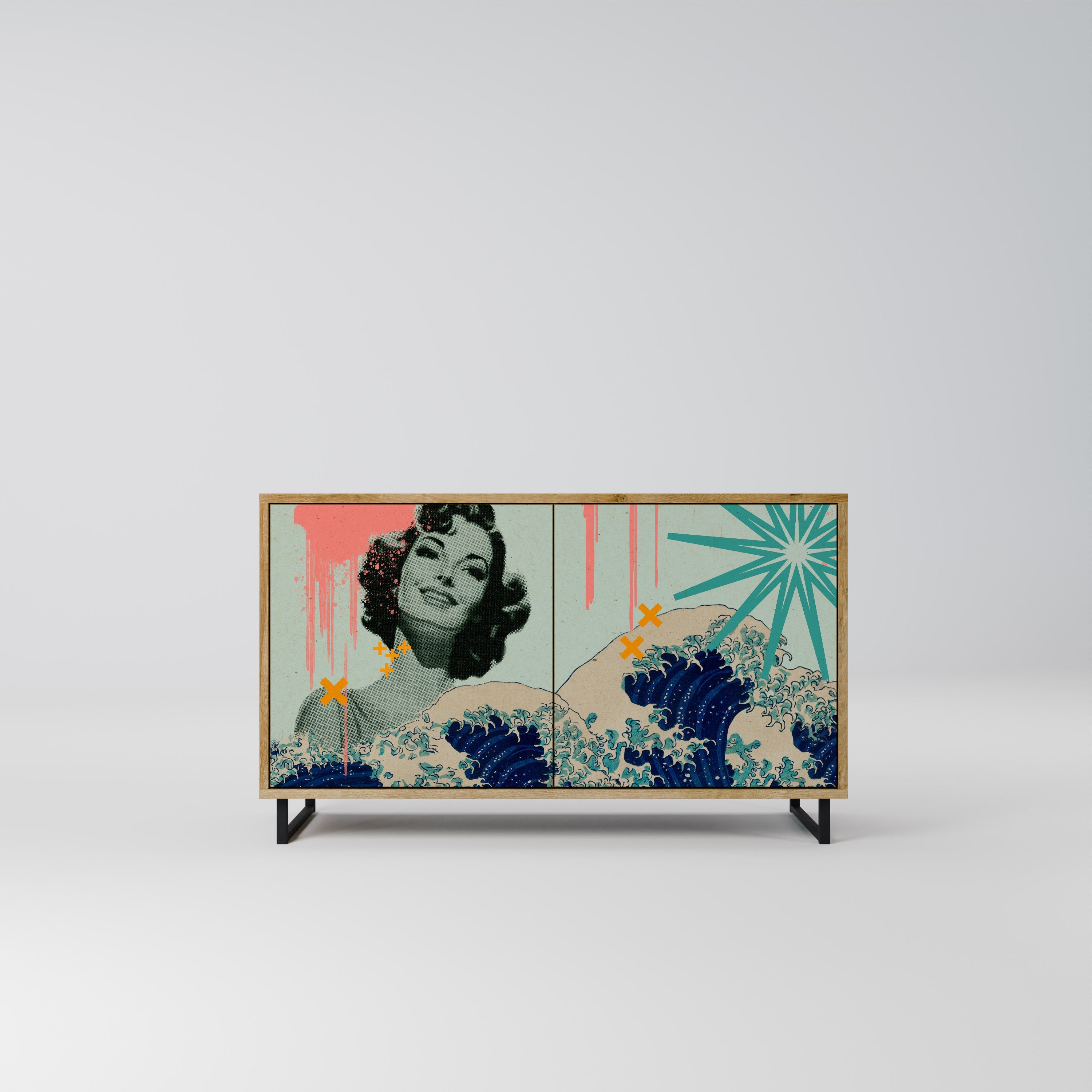 KANAGAWA BEAUTY Sideboard mit 2 Türen in Eichenoptik