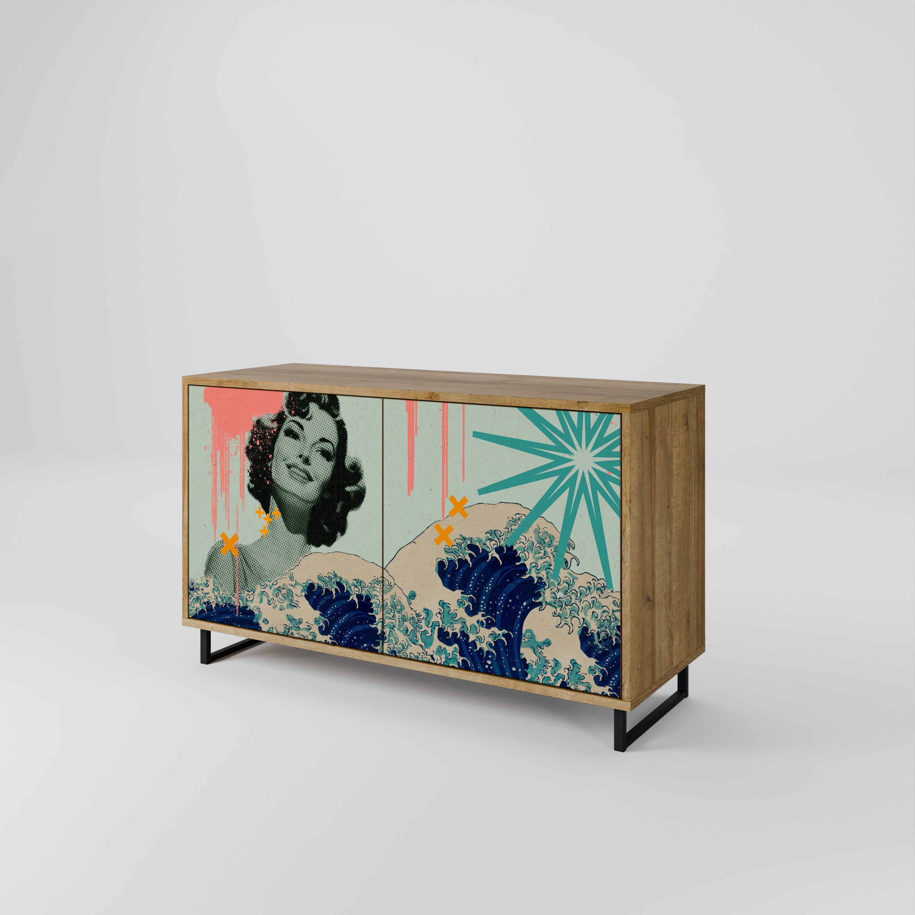 KANAGAWA BEAUTY Sideboard mit 2 Türen in Eichenoptik
