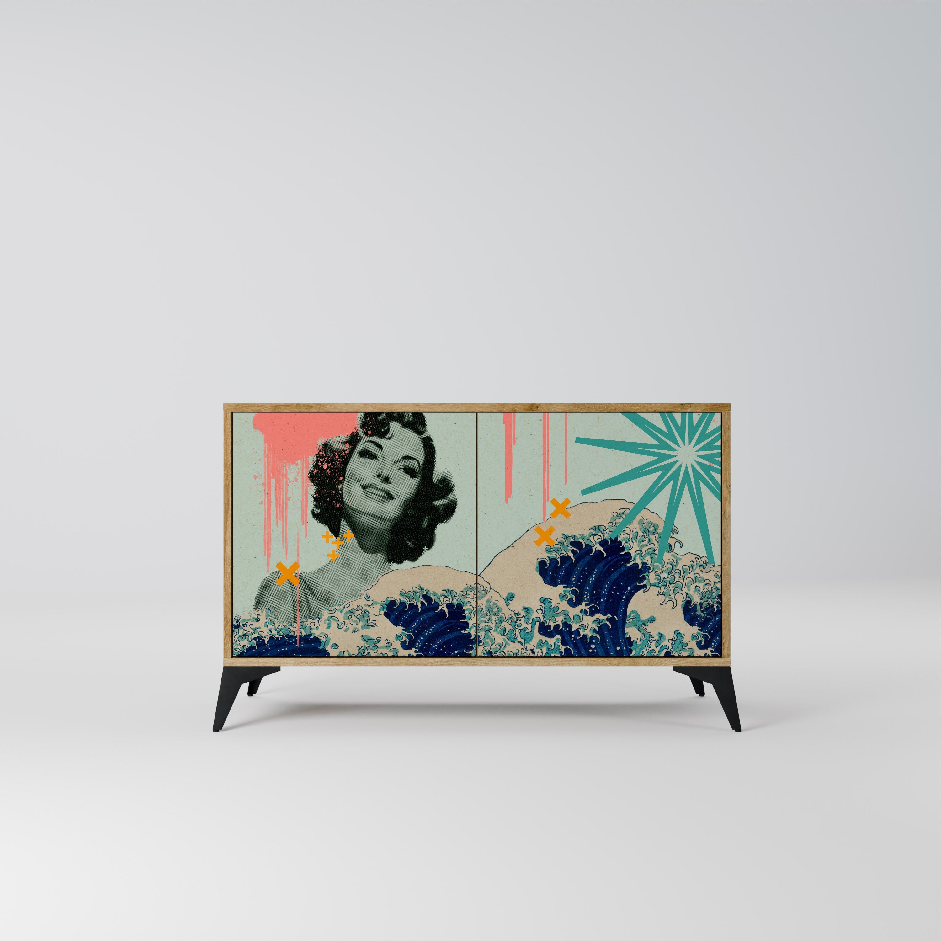 KANAGAWA BEAUTY Sideboard mit 2 Türen in Eichenoptik