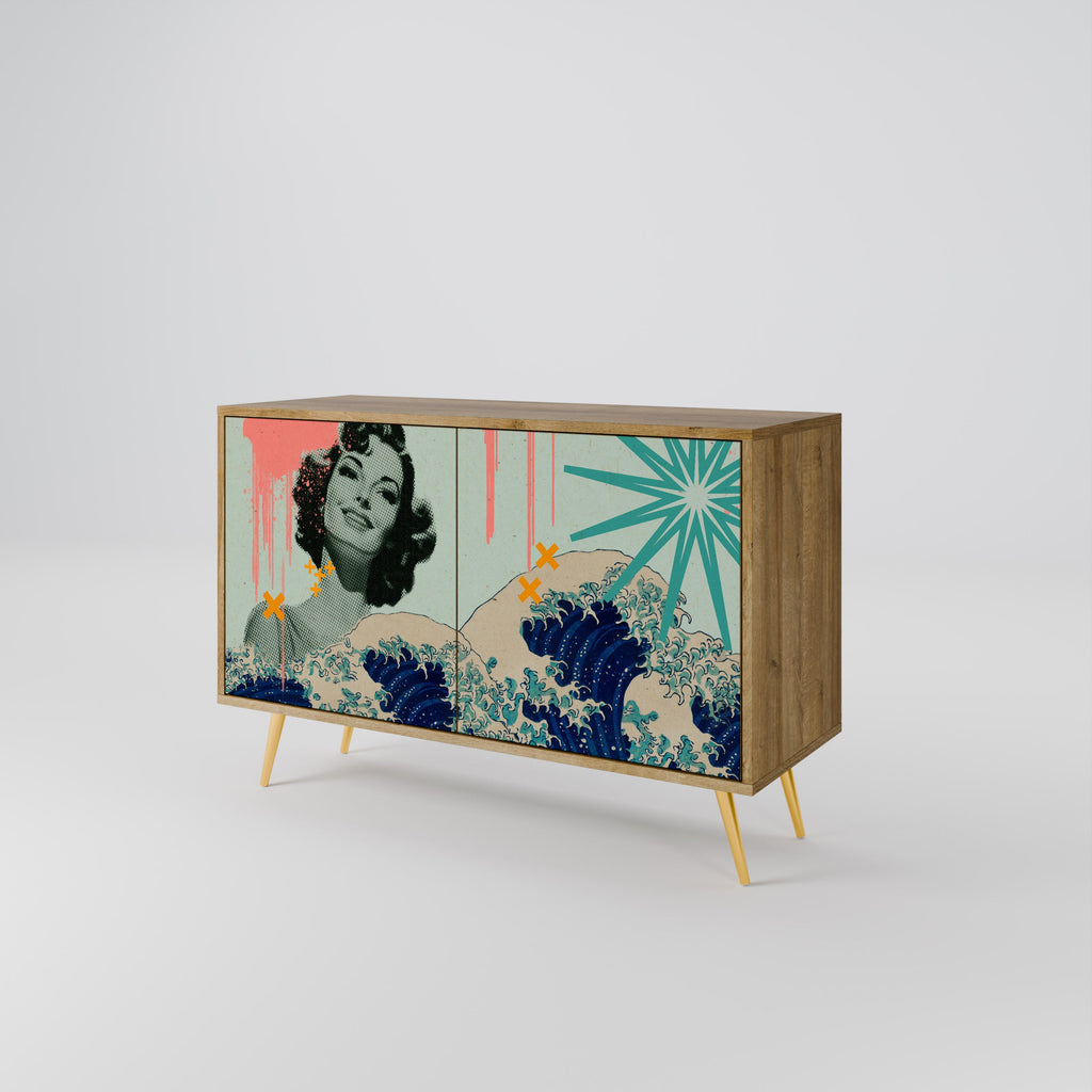 KANAGAWA BEAUTY Sideboard mit 2 Türen in Eichenoptik