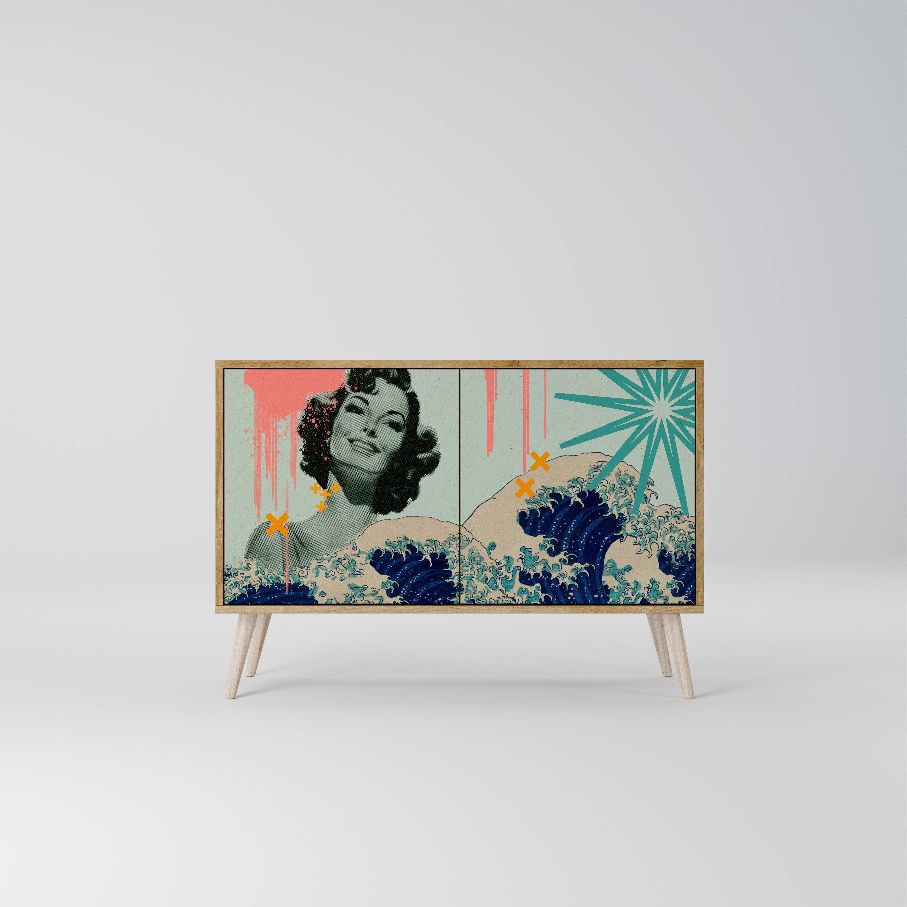 KANAGAWA BEAUTY Sideboard mit 2 Türen in Eichenoptik