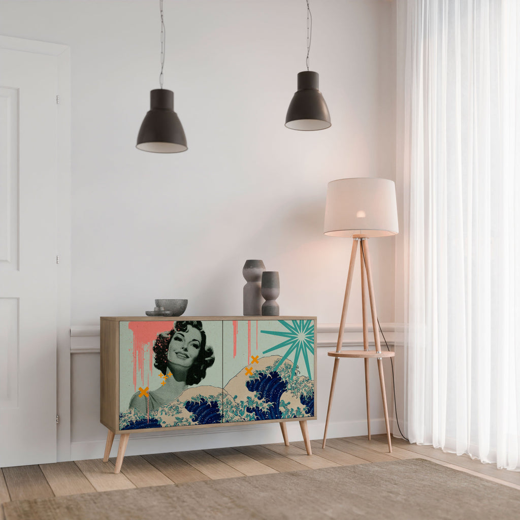 KANAGAWA BEAUTY Sideboard mit 2 Türen in Eichenoptik