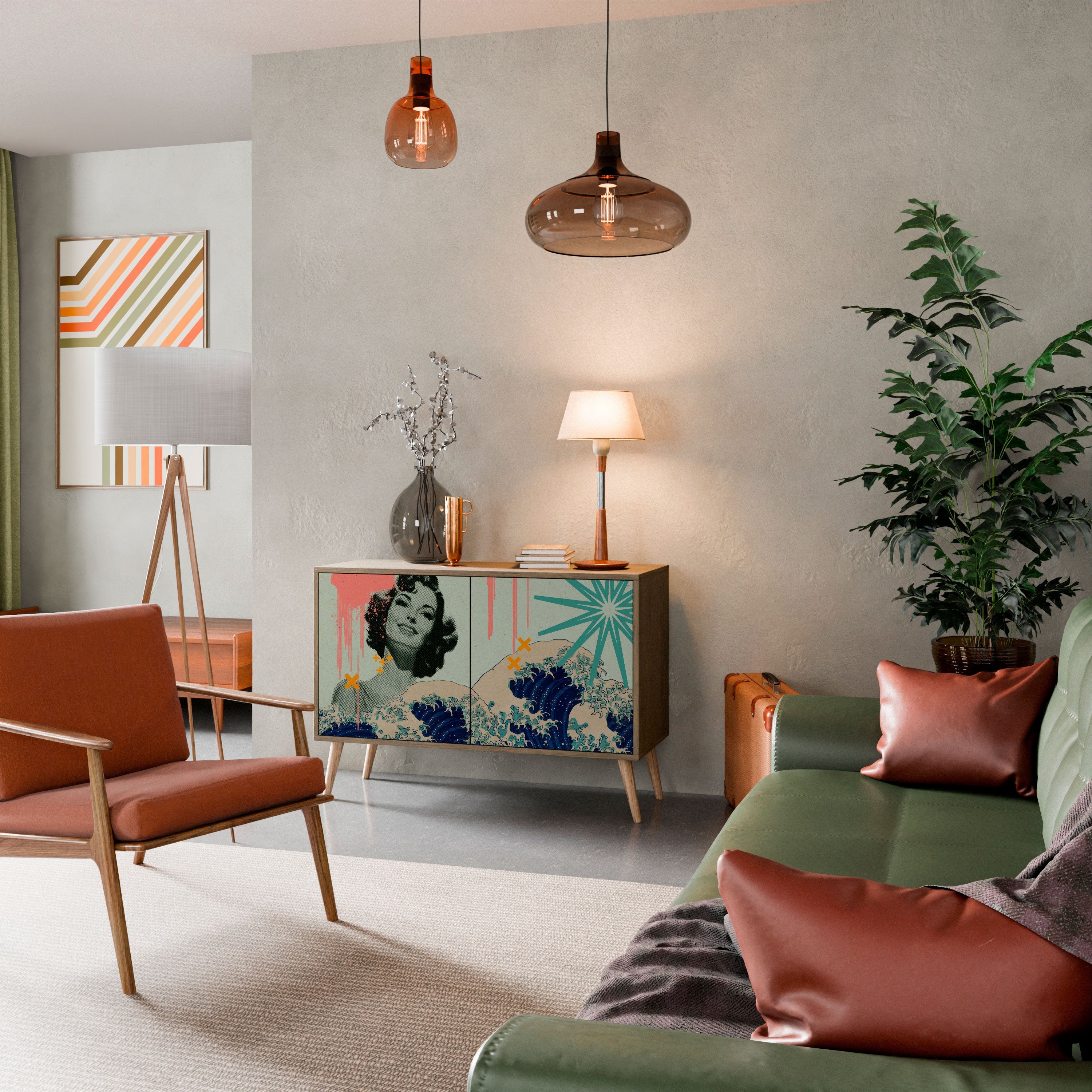 KANAGAWA BEAUTY Sideboard mit 2 Türen in Eichenoptik