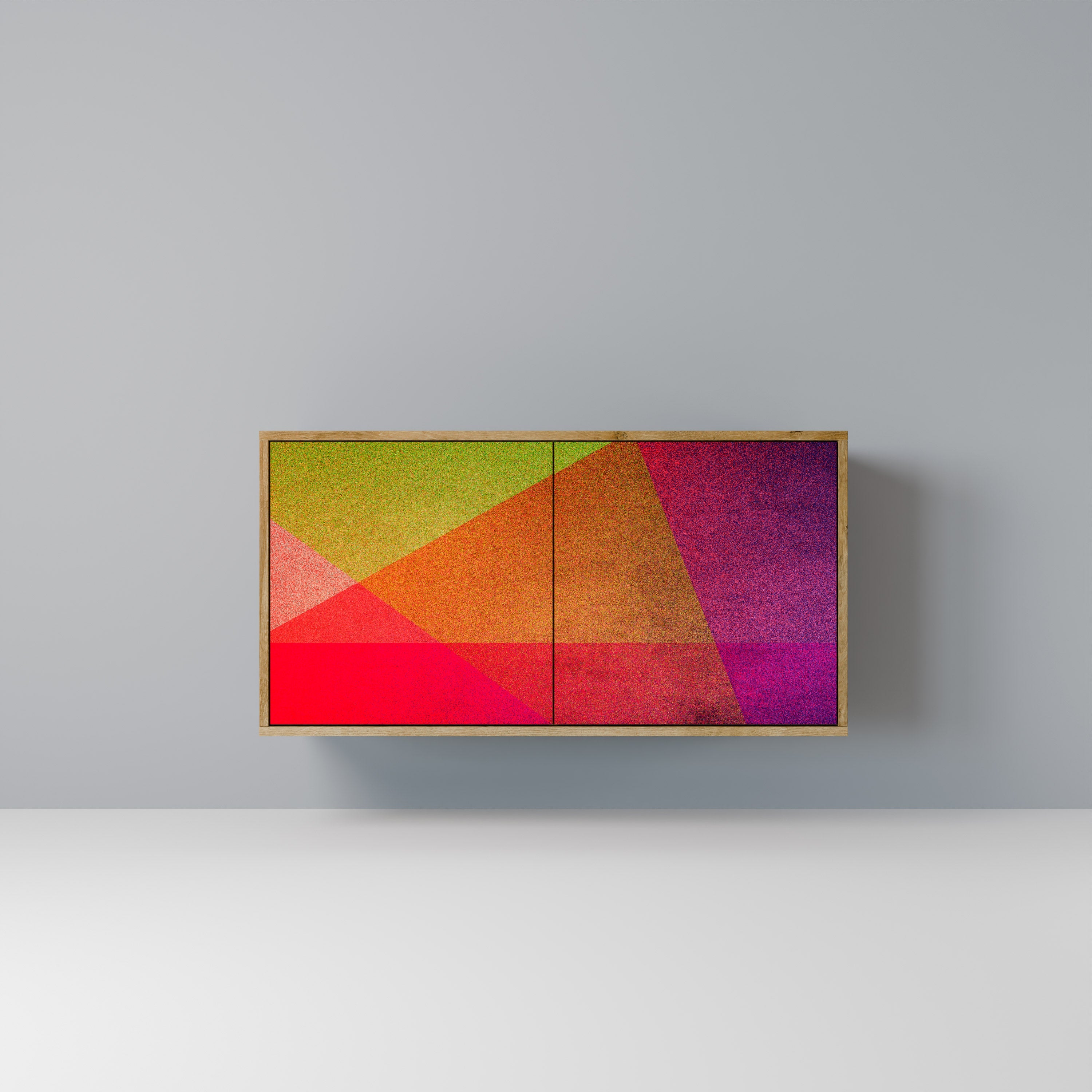 VIVID GEOMETRY Sideboard mit 2 Türen in Eichenoptik