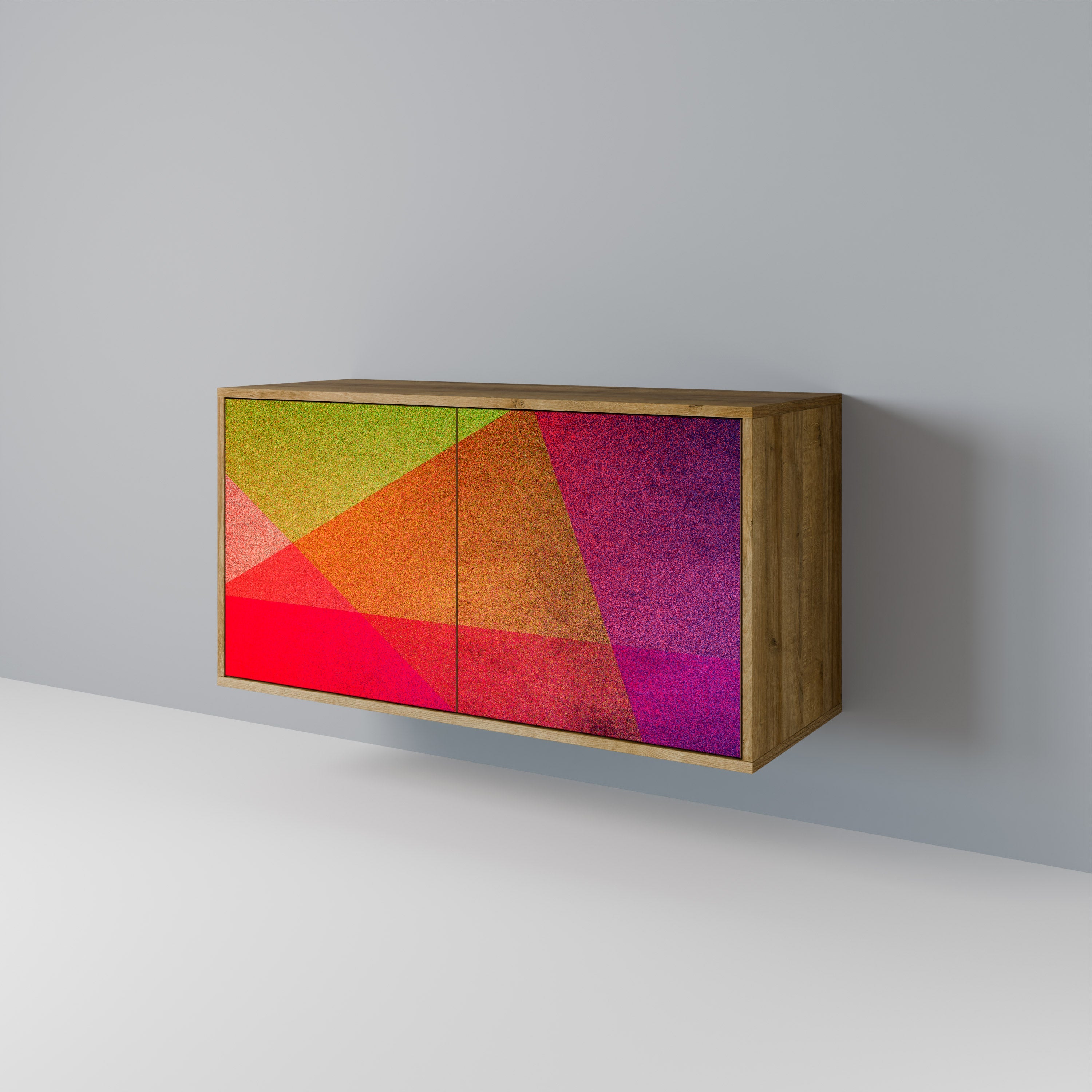 VIVID GEOMETRY Sideboard mit 2 Türen in Eichenoptik