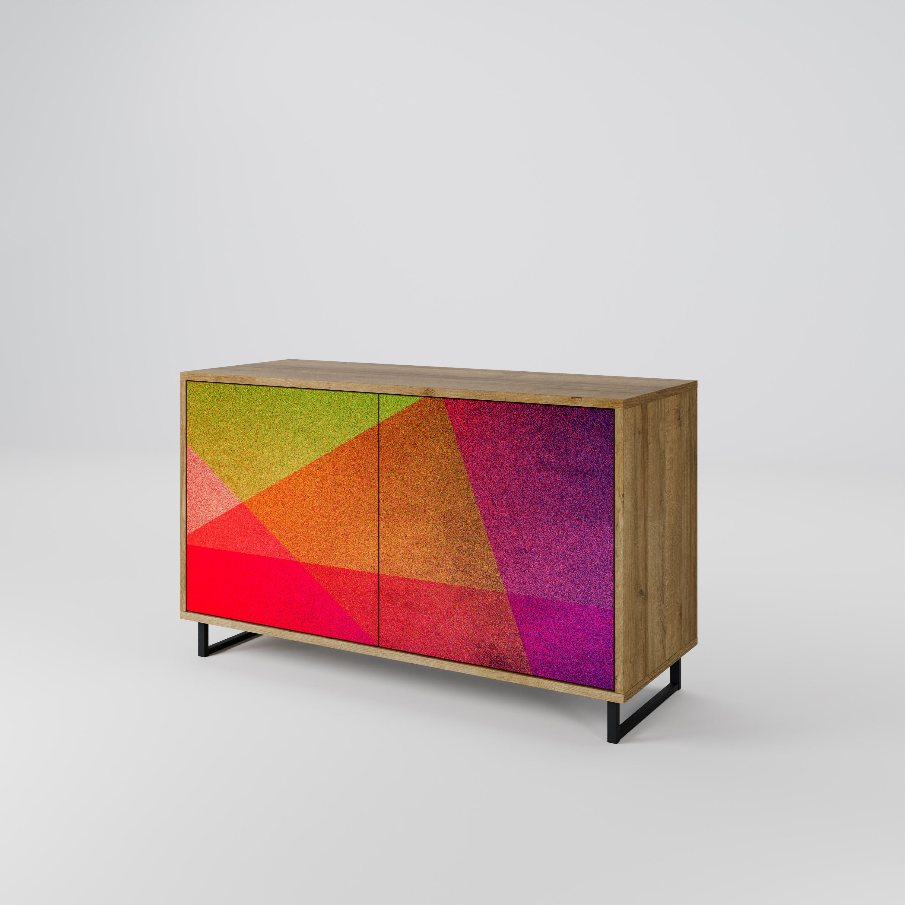 VIVID GEOMETRY Sideboard mit 2 Türen in Eichenoptik