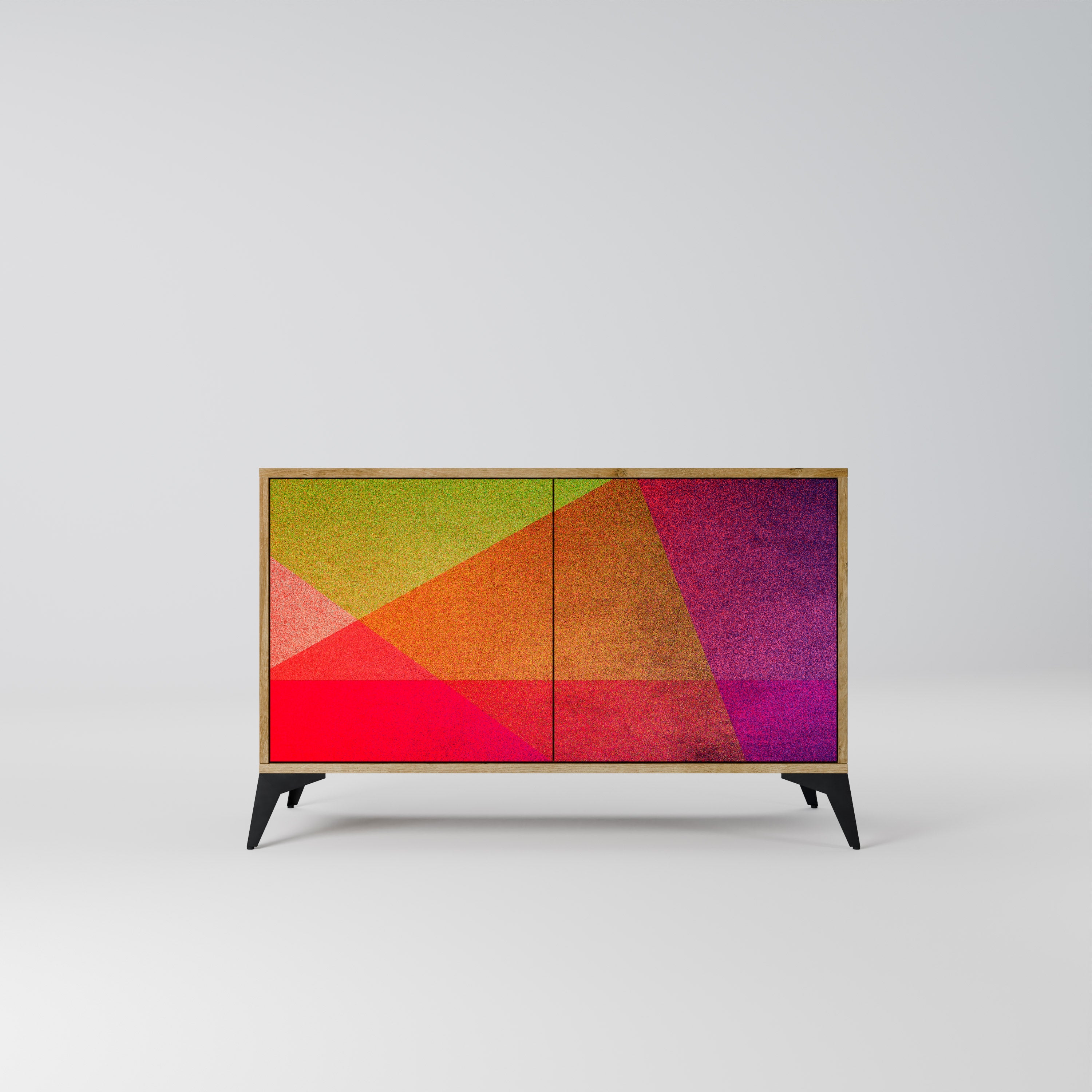VIVID GEOMETRY Sideboard mit 2 Türen in Eichenoptik