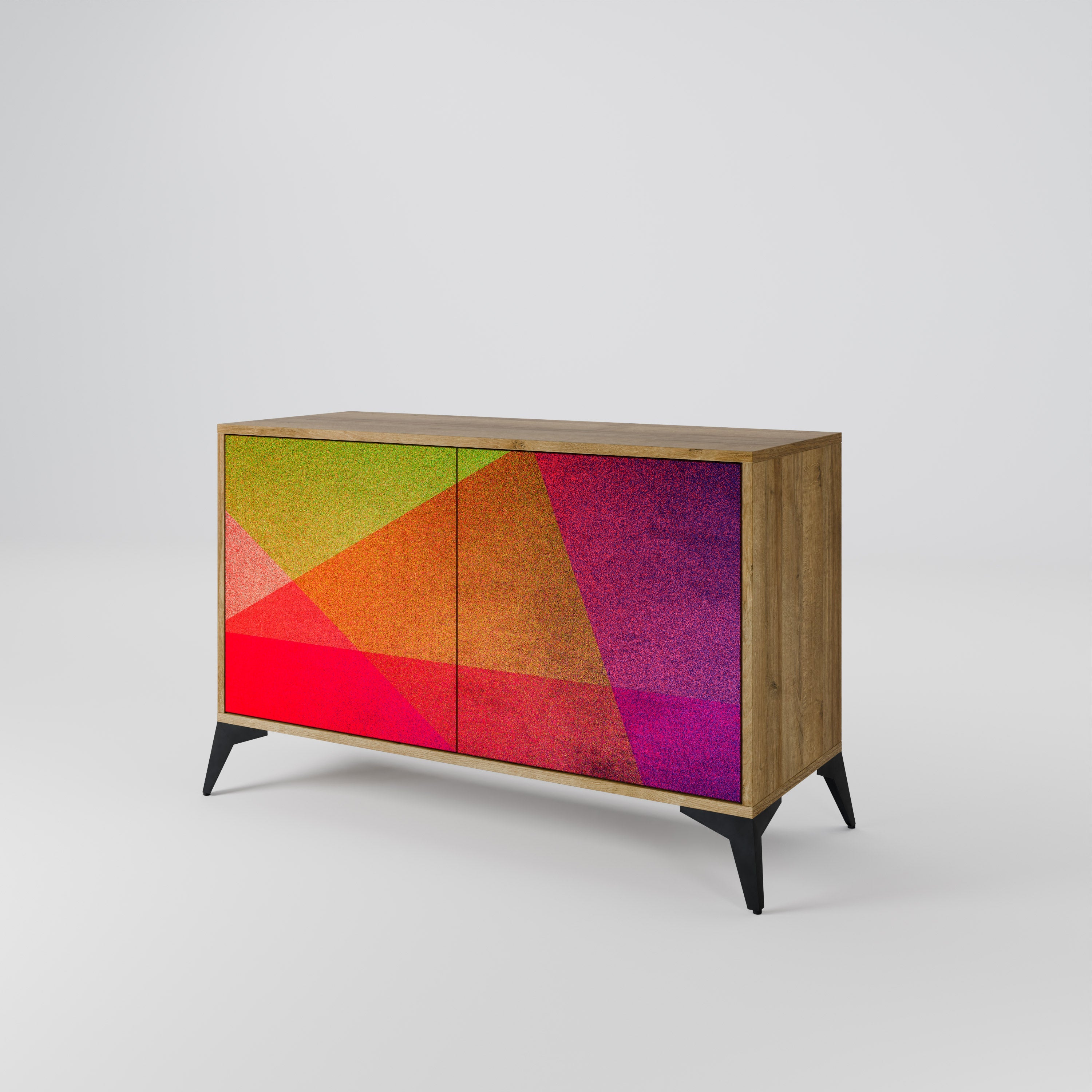 VIVID GEOMETRY Sideboard mit 2 Türen in Eichenoptik