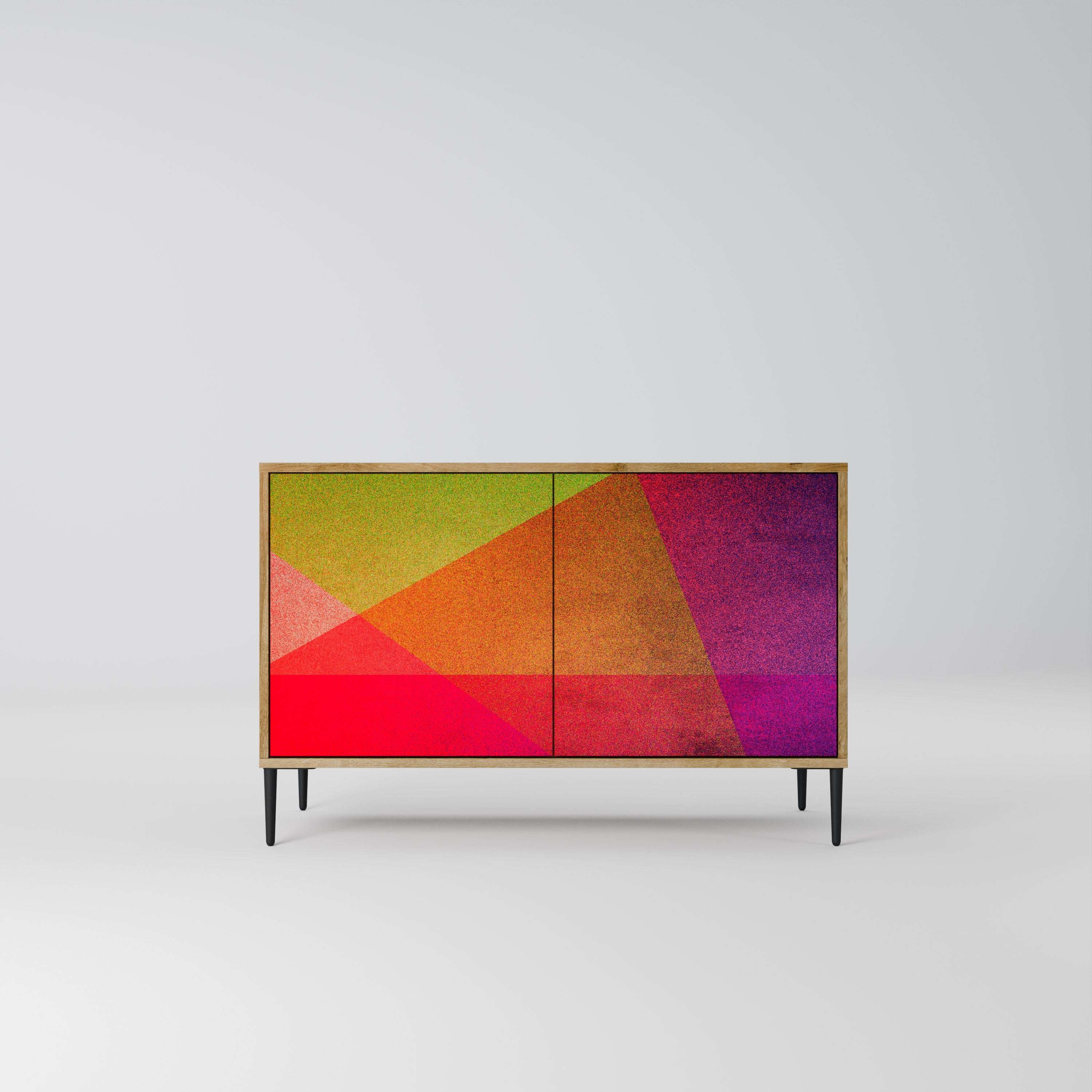 VIVID GEOMETRY Sideboard mit 2 Türen in Eichenoptik