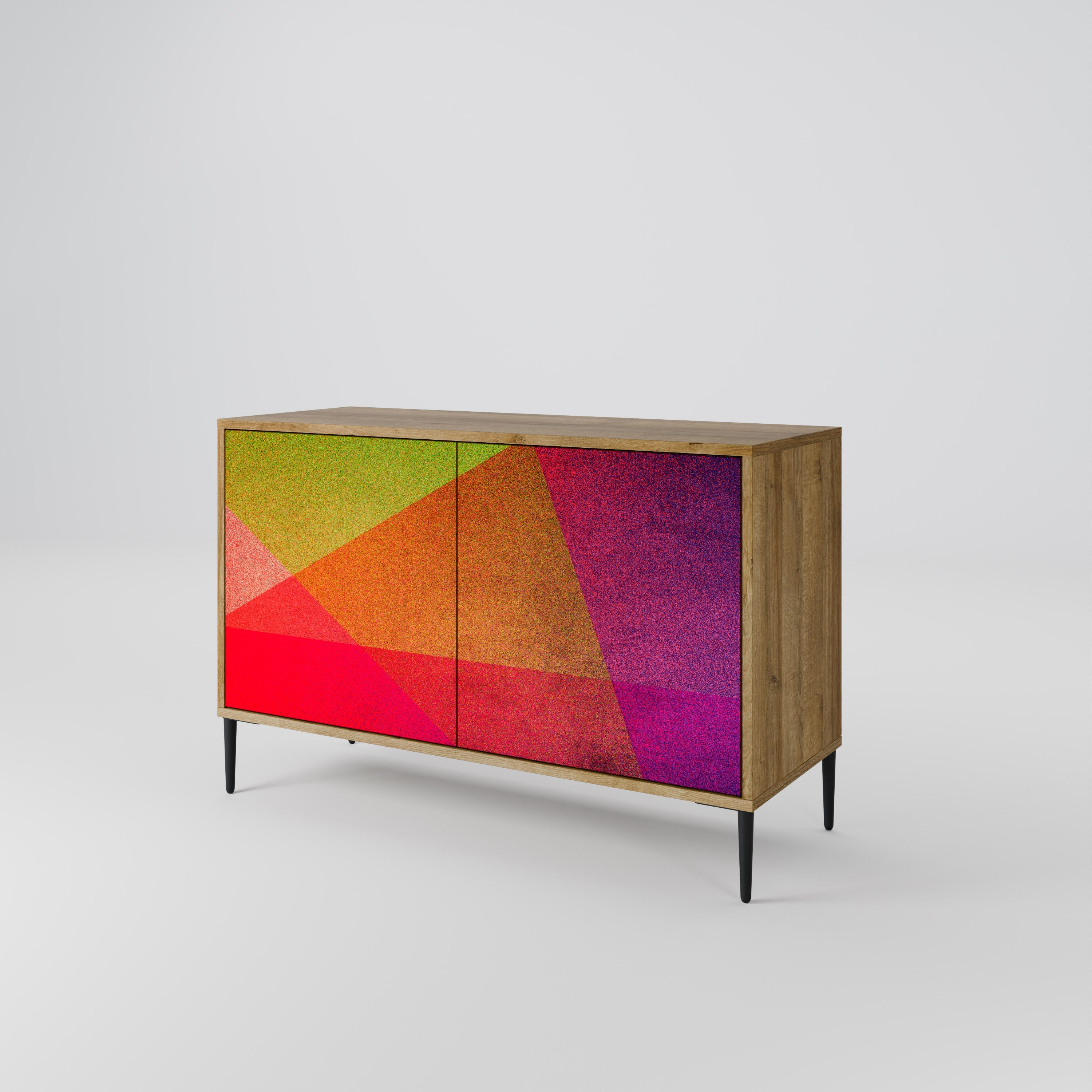 VIVID GEOMETRY Sideboard mit 2 Türen in Eichenoptik