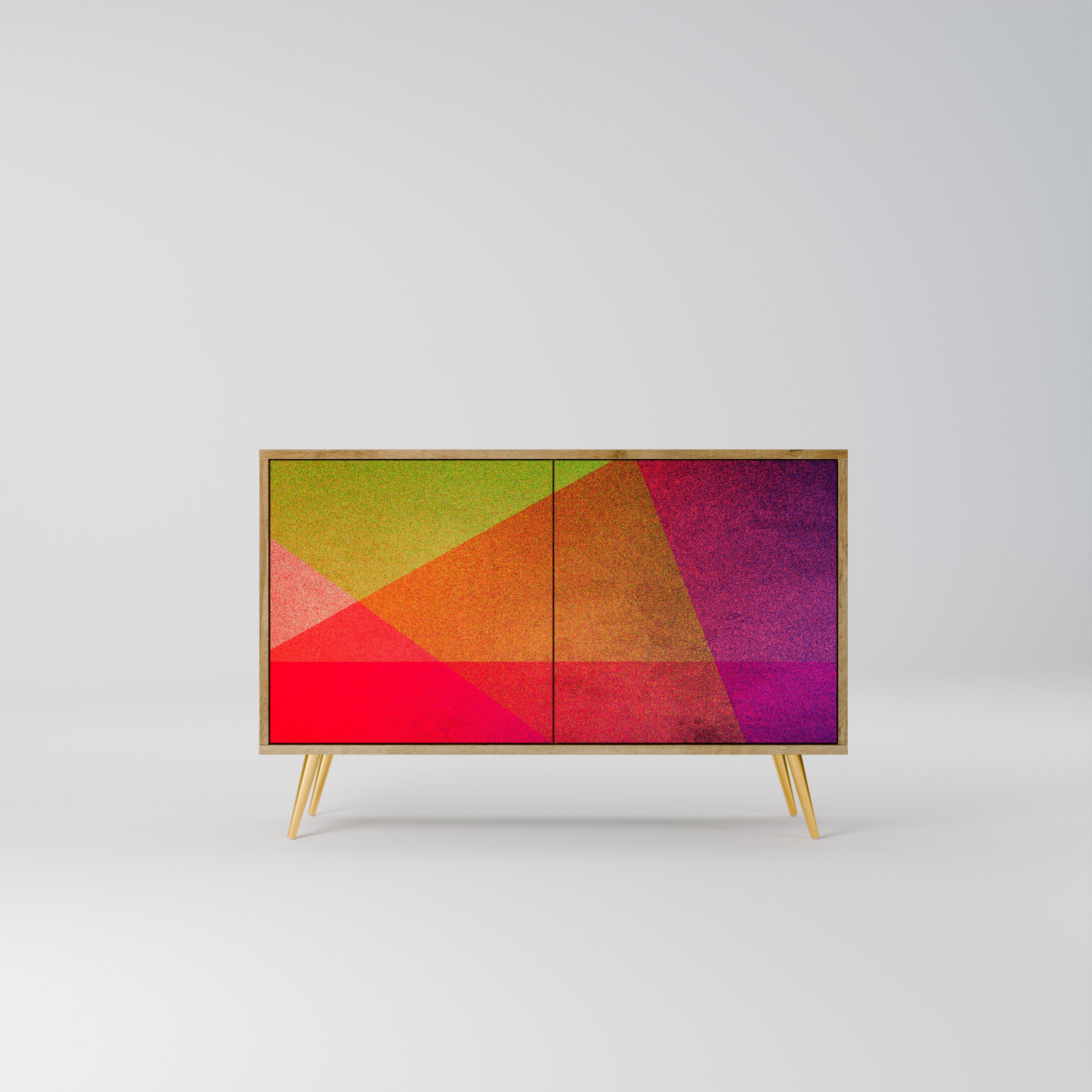 VIVID GEOMETRY Sideboard mit 2 Türen in Eichenoptik