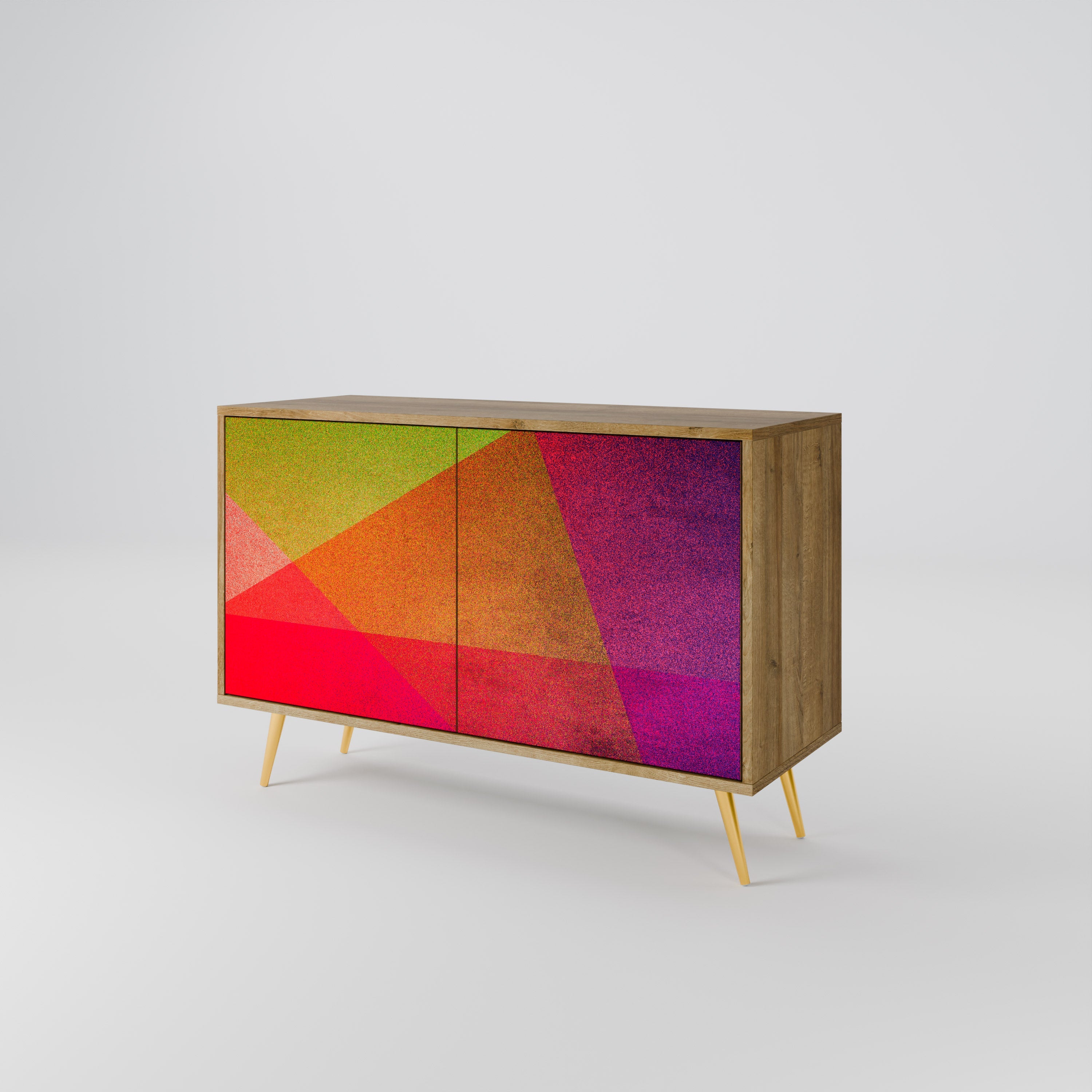 VIVID GEOMETRY Sideboard mit 2 Türen in Eichenoptik